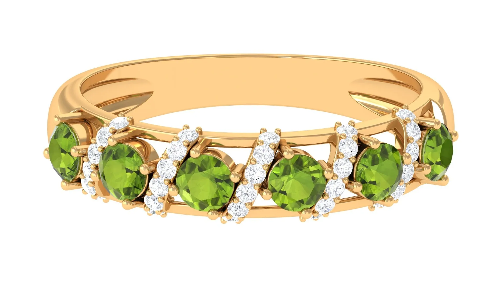 Designer Anniversary Ring with Peridot and Diamond