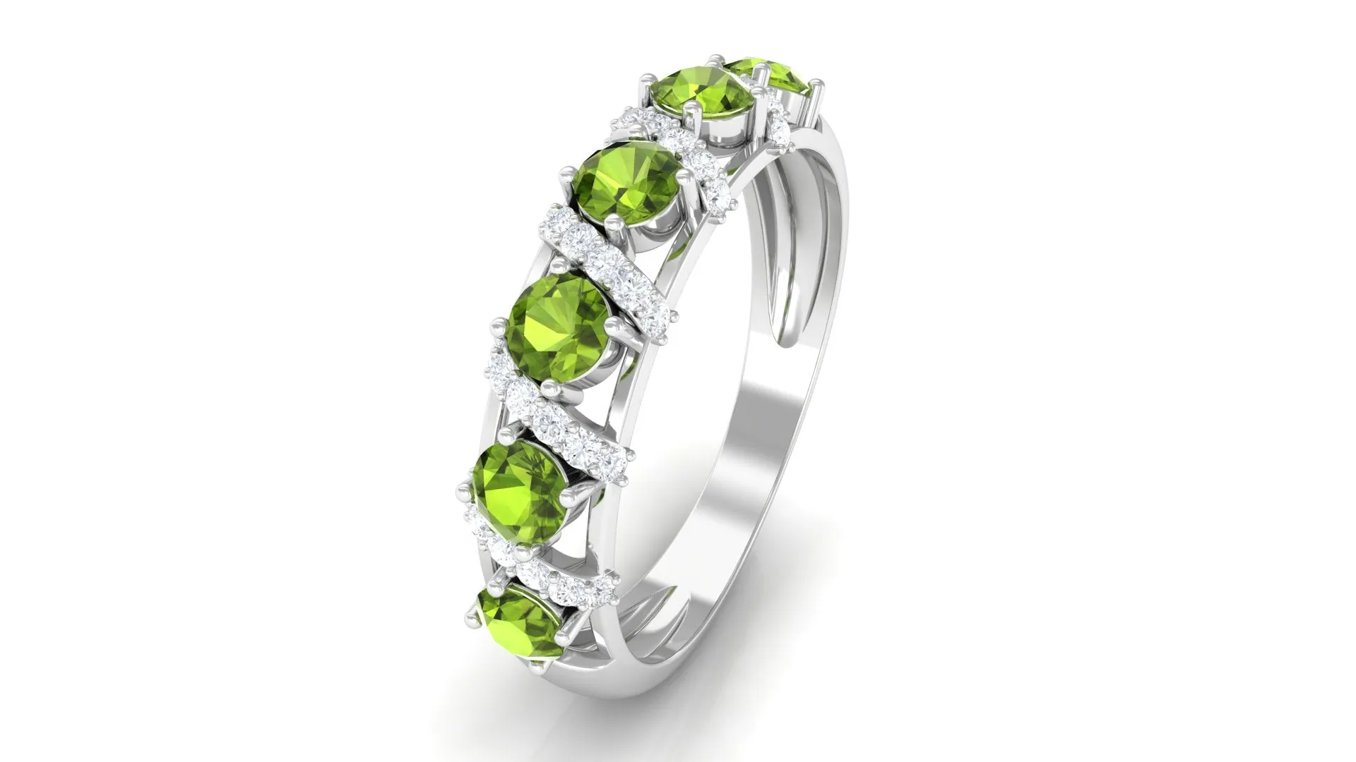 Designer Anniversary Ring with Peridot and Diamond