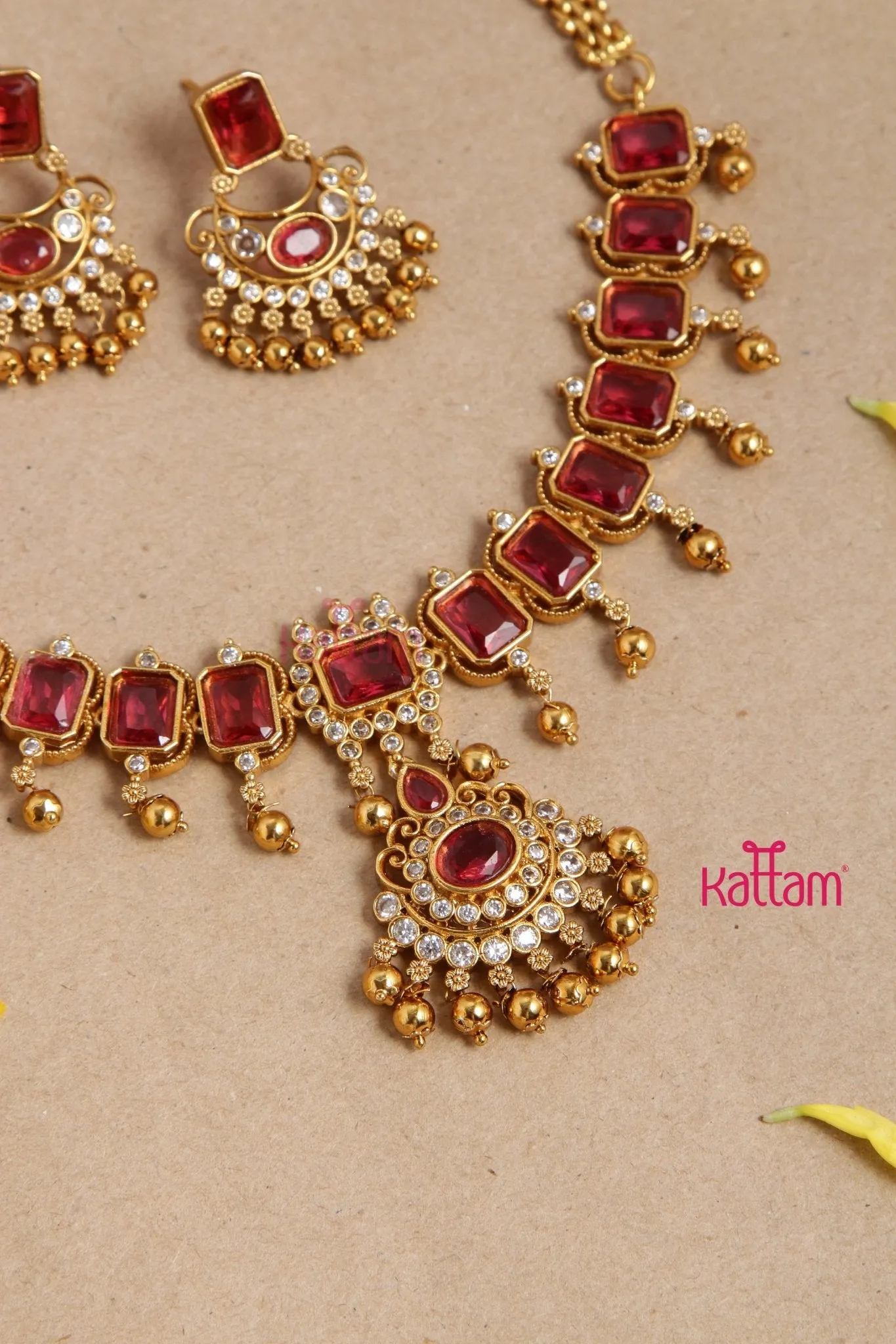 Dhanika Ruby Block Necklace