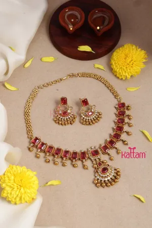 Dhanika Ruby Block Necklace