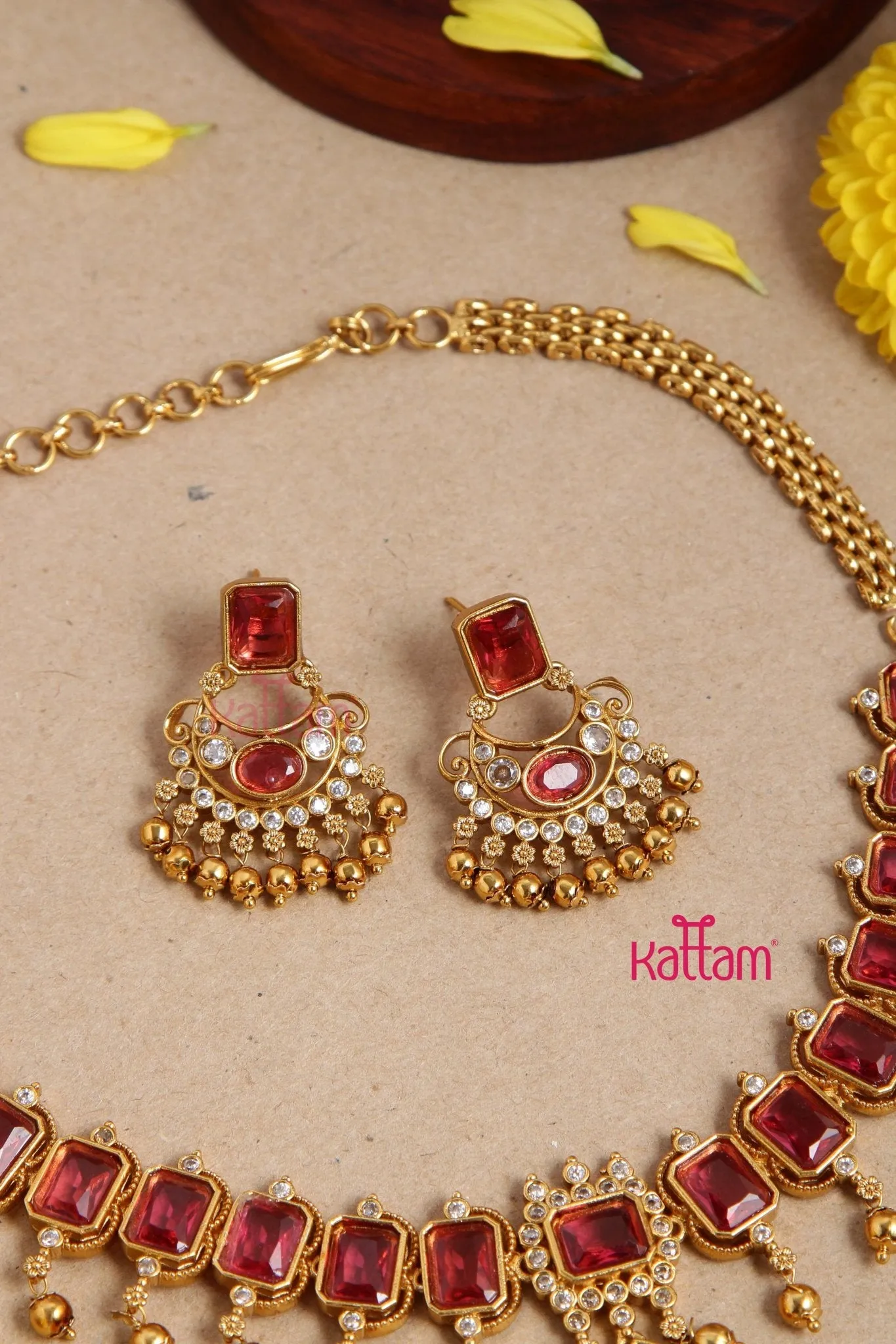 Dhanika Ruby Block Necklace
