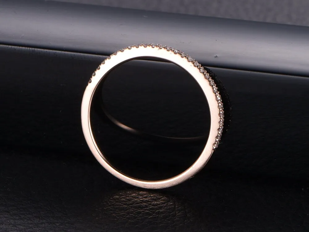 Diamond Band Wedding Ring Half Eternity band, 14K Rose Gold Ring Engagement Ring, Stackable Ring, Dainty Ring Eternity Bands Promise Ring