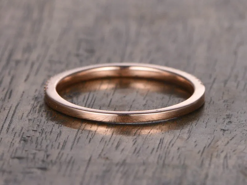 Diamond Band Wedding Ring Half Eternity band, 14K Rose Gold Ring Engagement Ring, Stackable Ring, Dainty Ring Eternity Bands Promise Ring