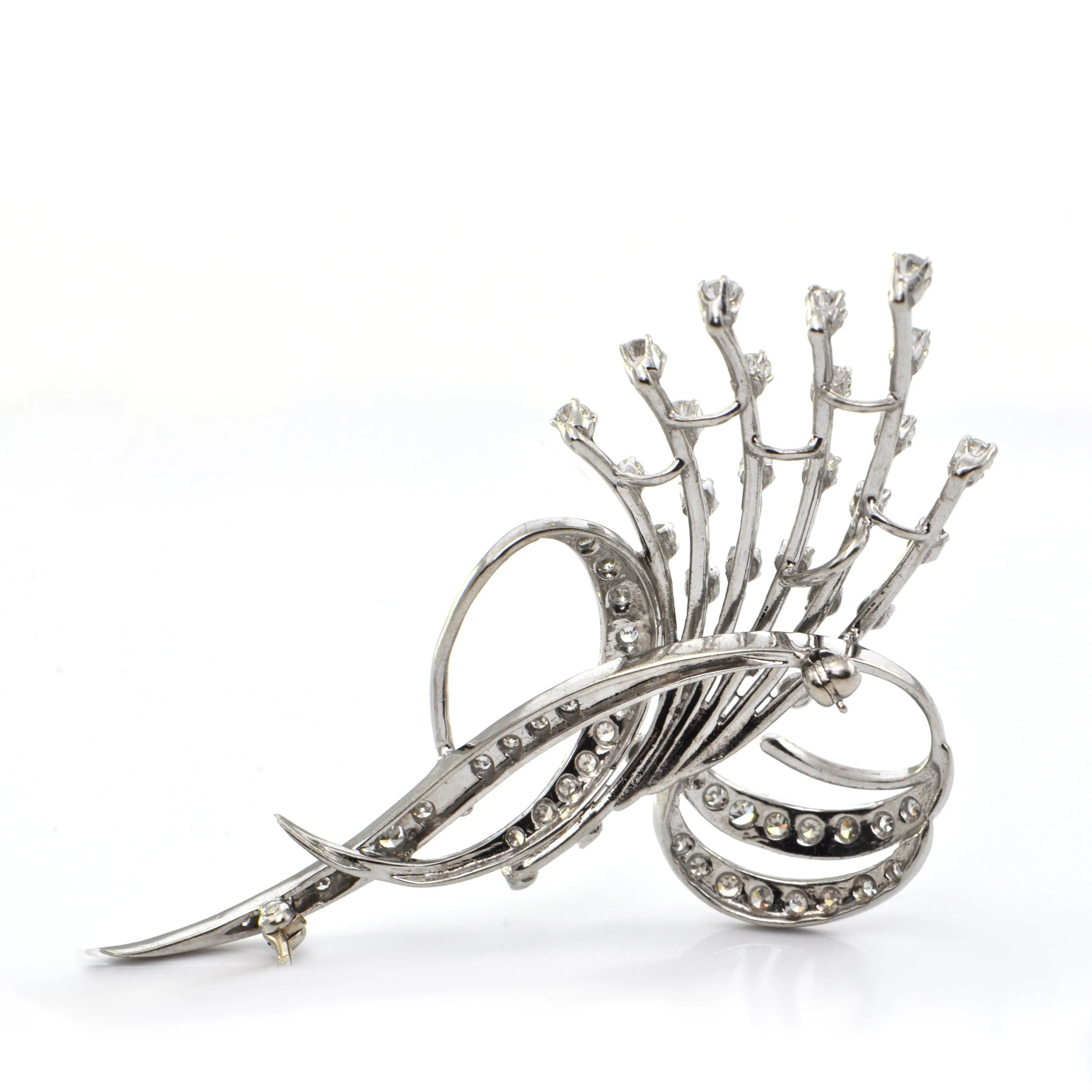 Diamond Spray Brooch in 18k White Gold