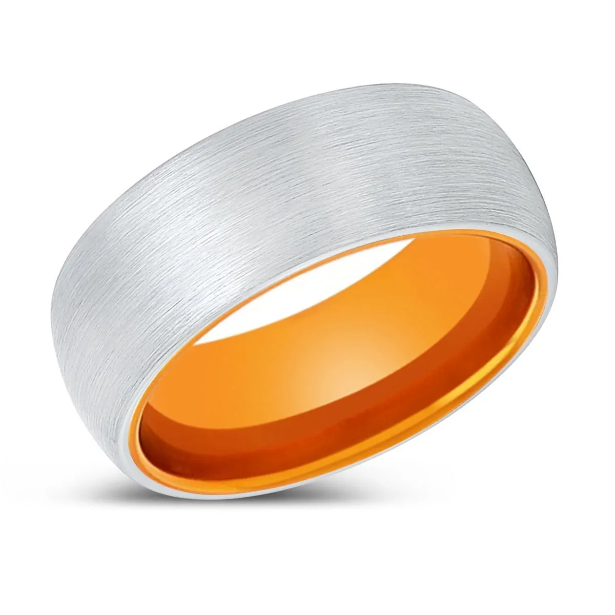 DIRECTOR | Orange Ring, White Tungsten Ring, Brushed, Domed