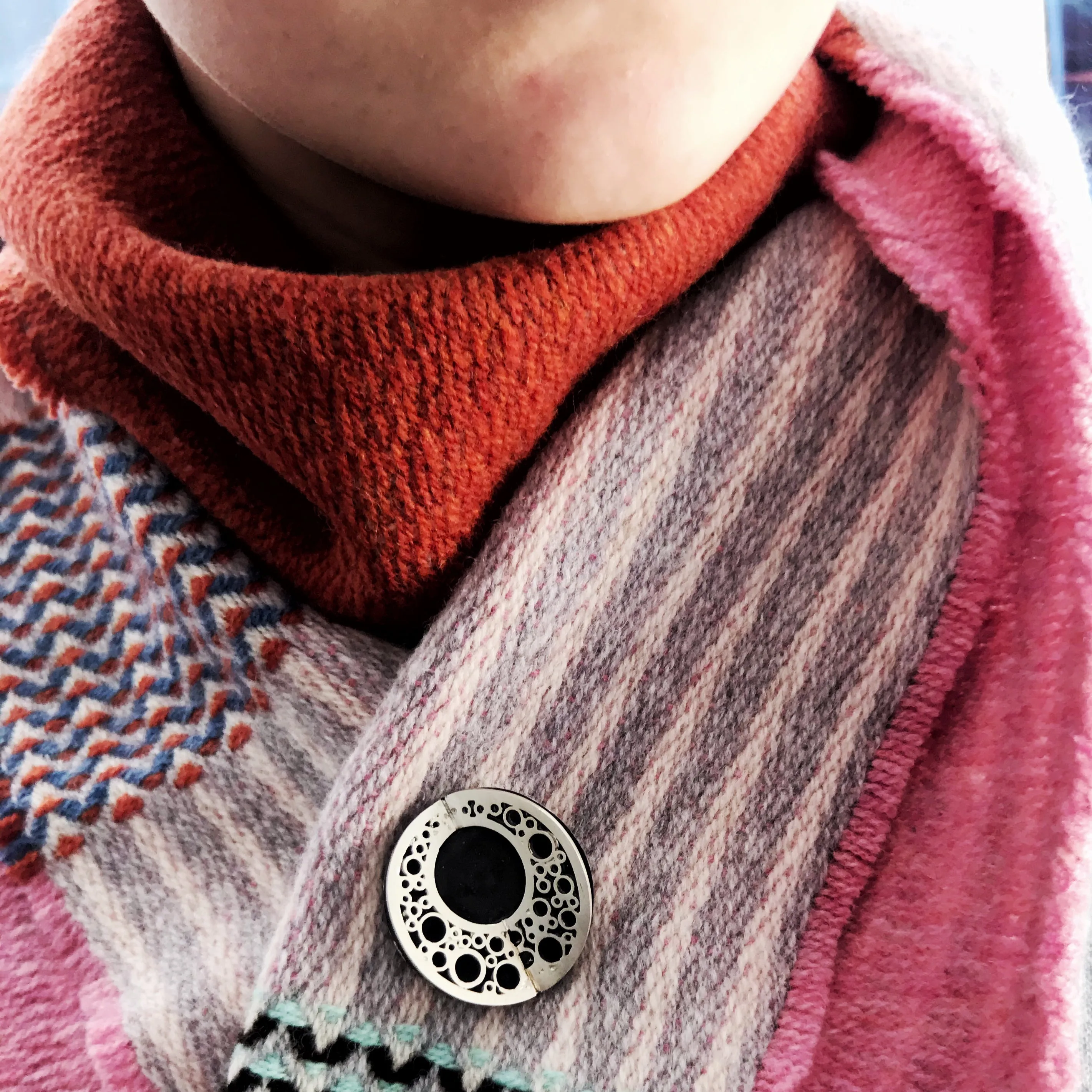 Double Hoopla Circle Sterling Silver Brooch