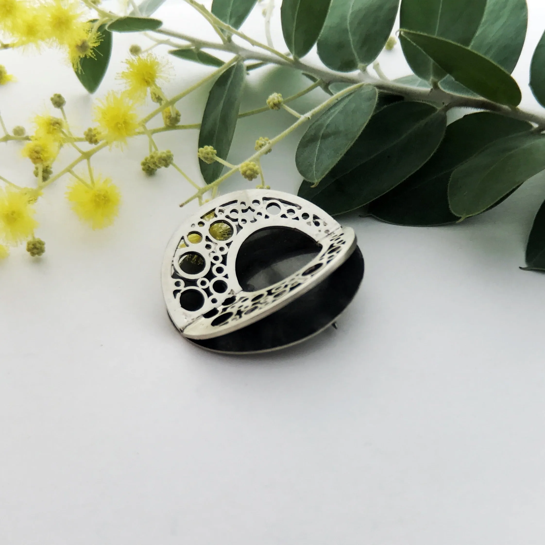 Double Hoopla Circle Sterling Silver Brooch