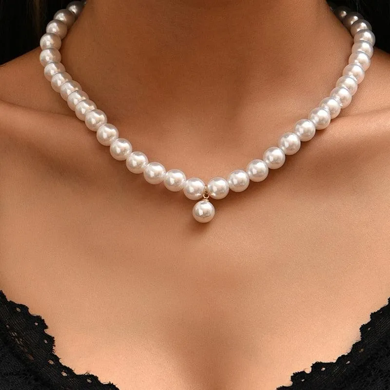 Elegant Jewelry Wedding Big Pearl Necklace For Women