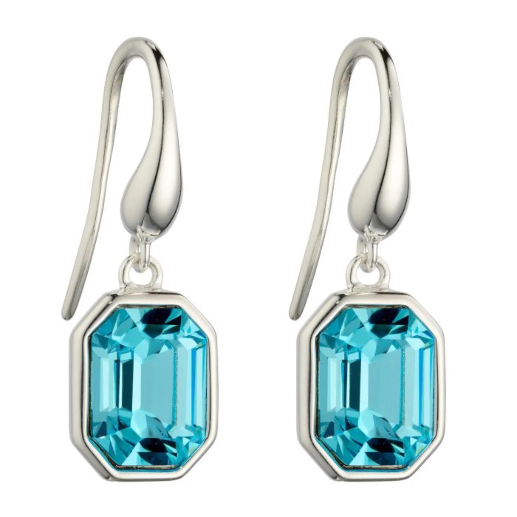 Elongated Octagon CZ Drop Earrings