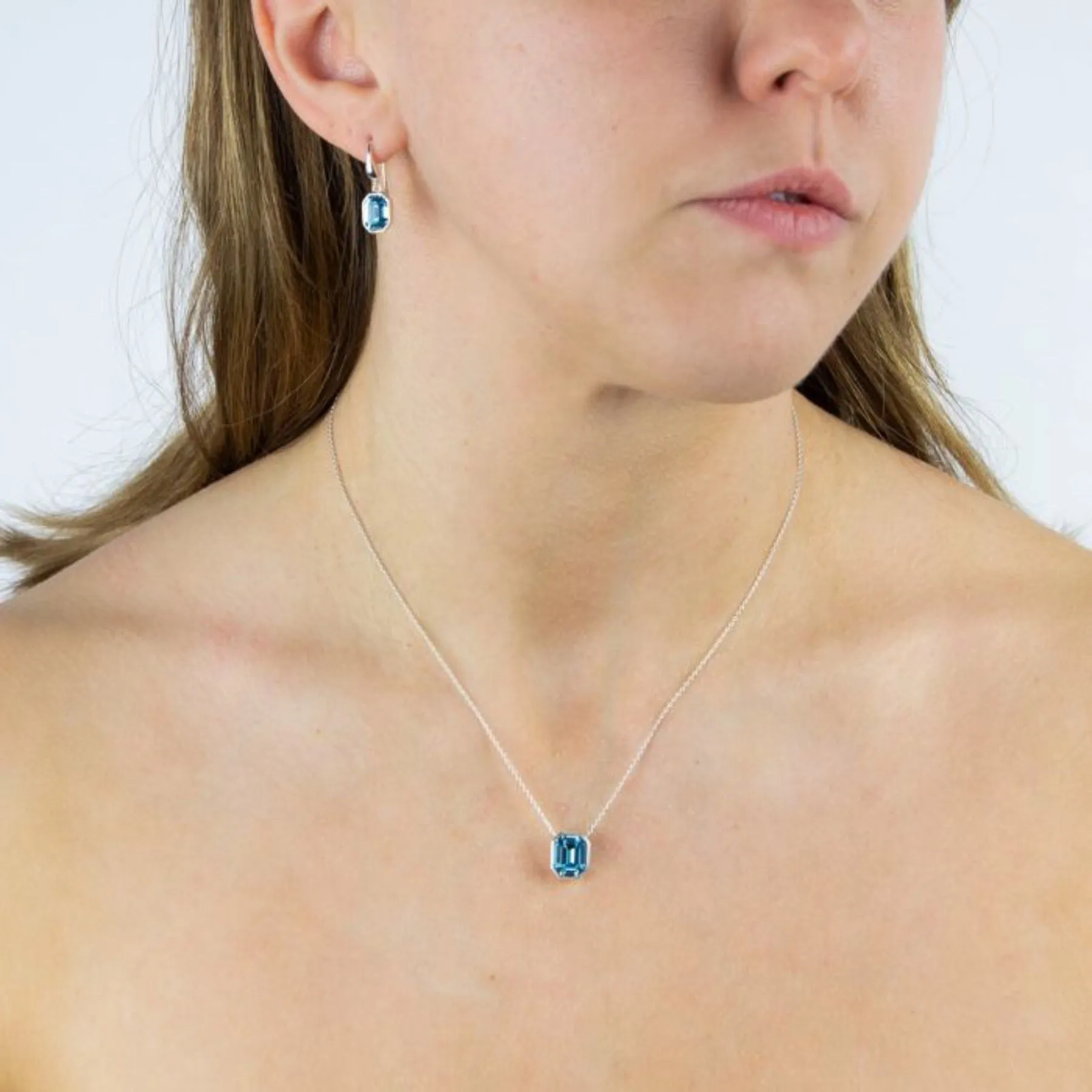 Elongated Octagon CZ Drop Earrings