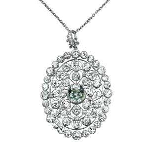 Estate Platinum Aquamarine & Diamond Pendant Necklace