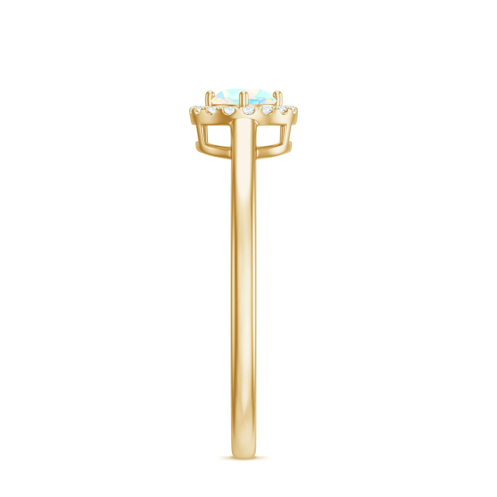 Ethiopian Opal Promise Ring with Diamond Halo