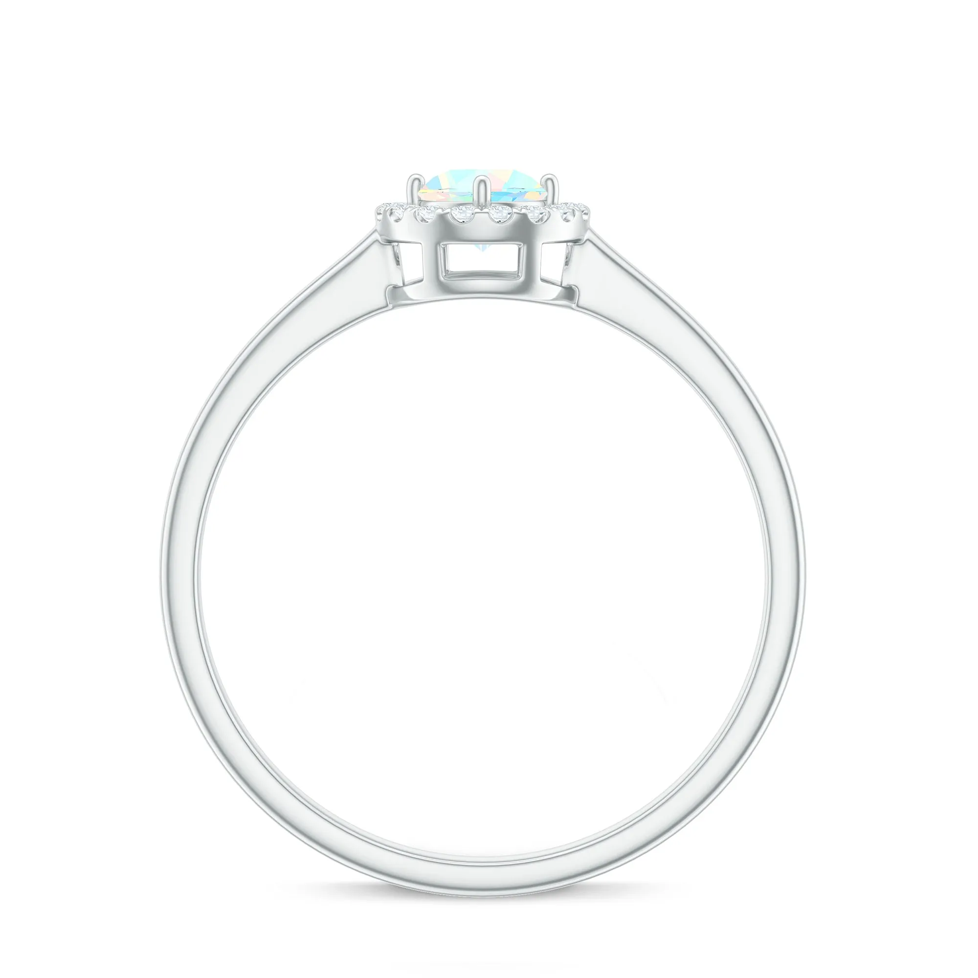 Ethiopian Opal Promise Ring with Diamond Halo