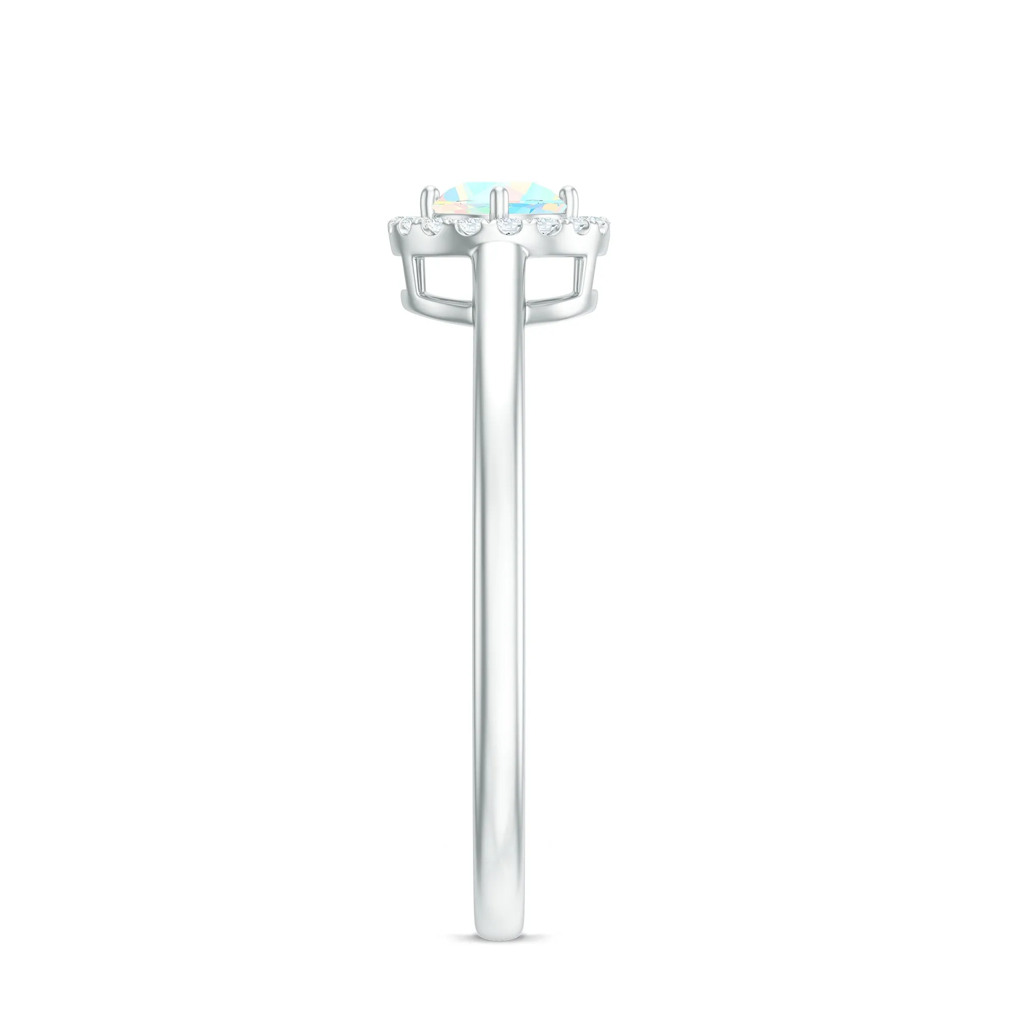 Ethiopian Opal Promise Ring with Diamond Halo