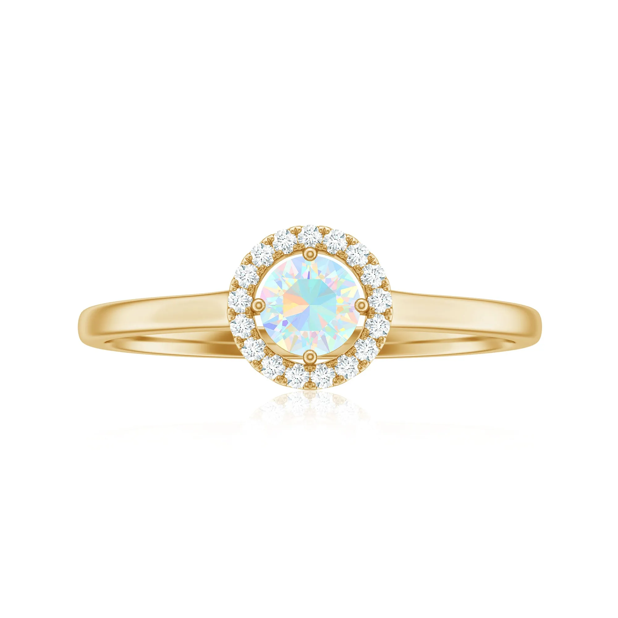 Ethiopian Opal Promise Ring with Diamond Halo