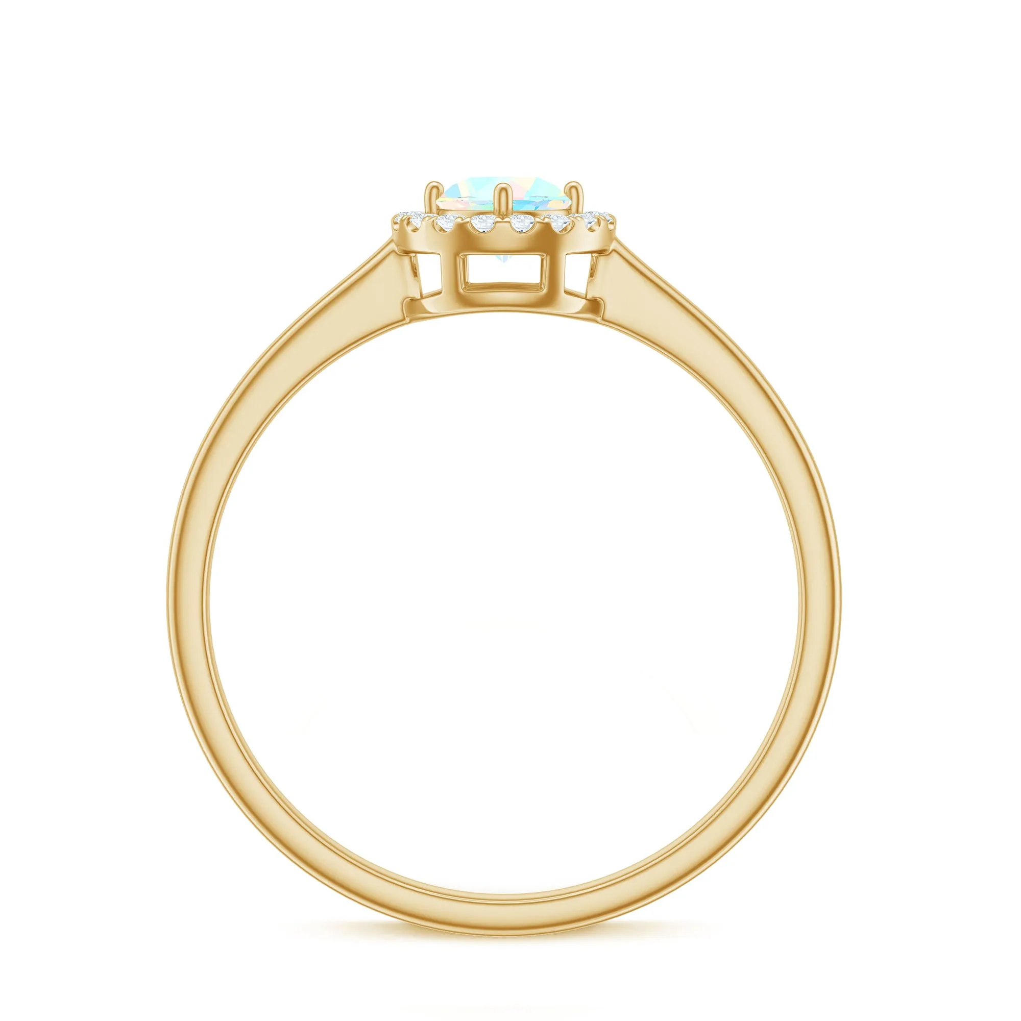 Ethiopian Opal Promise Ring with Diamond Halo