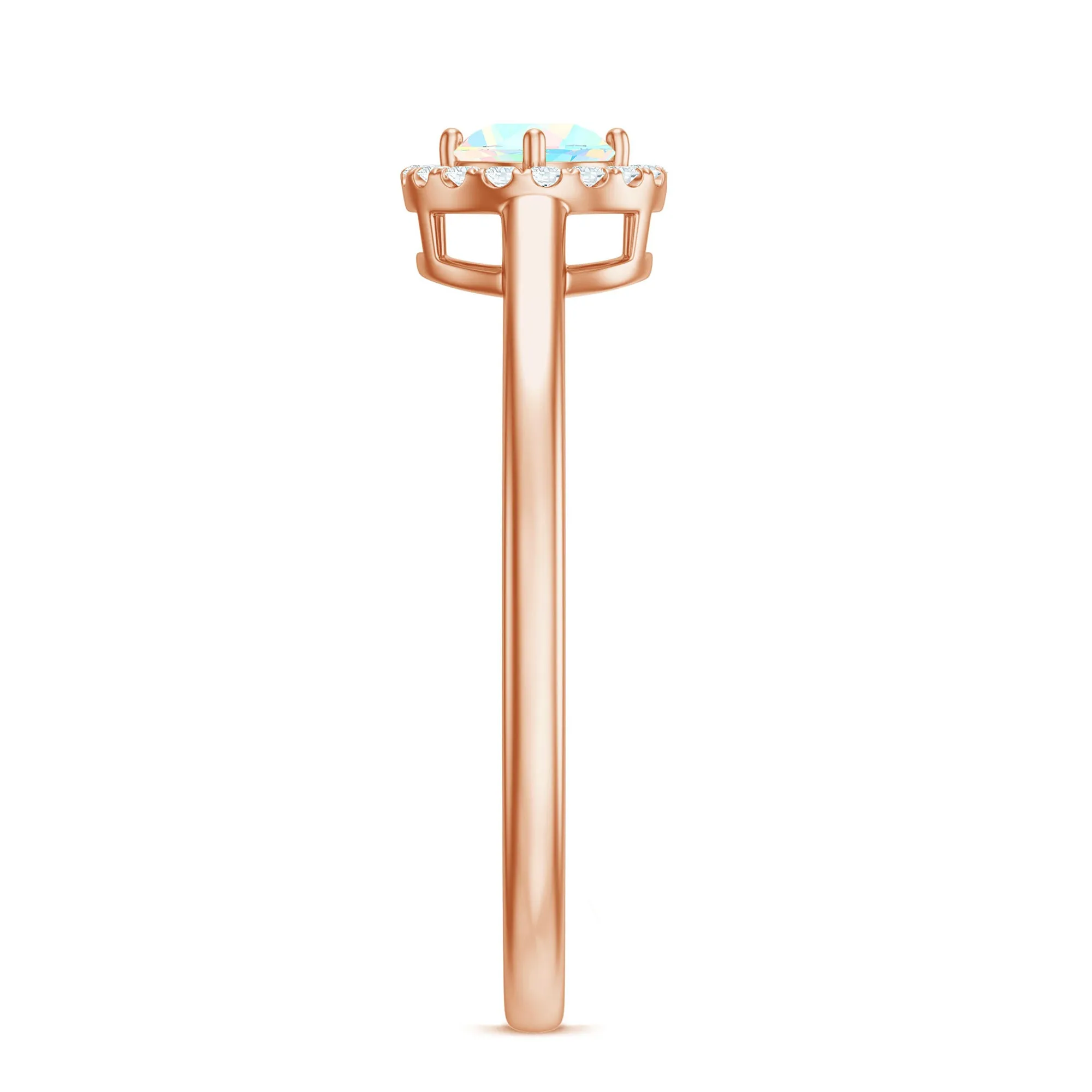 Ethiopian Opal Promise Ring with Diamond Halo