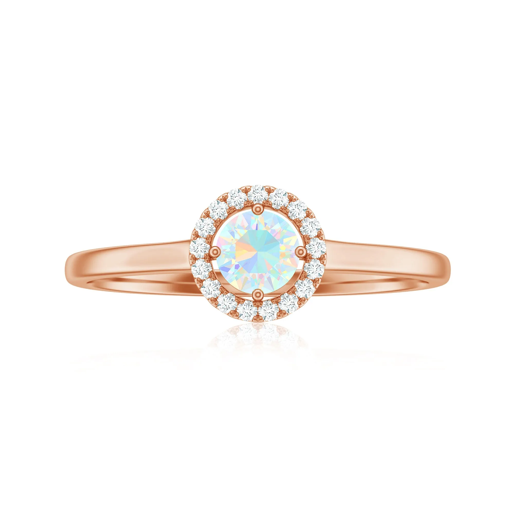 Ethiopian Opal Promise Ring with Diamond Halo