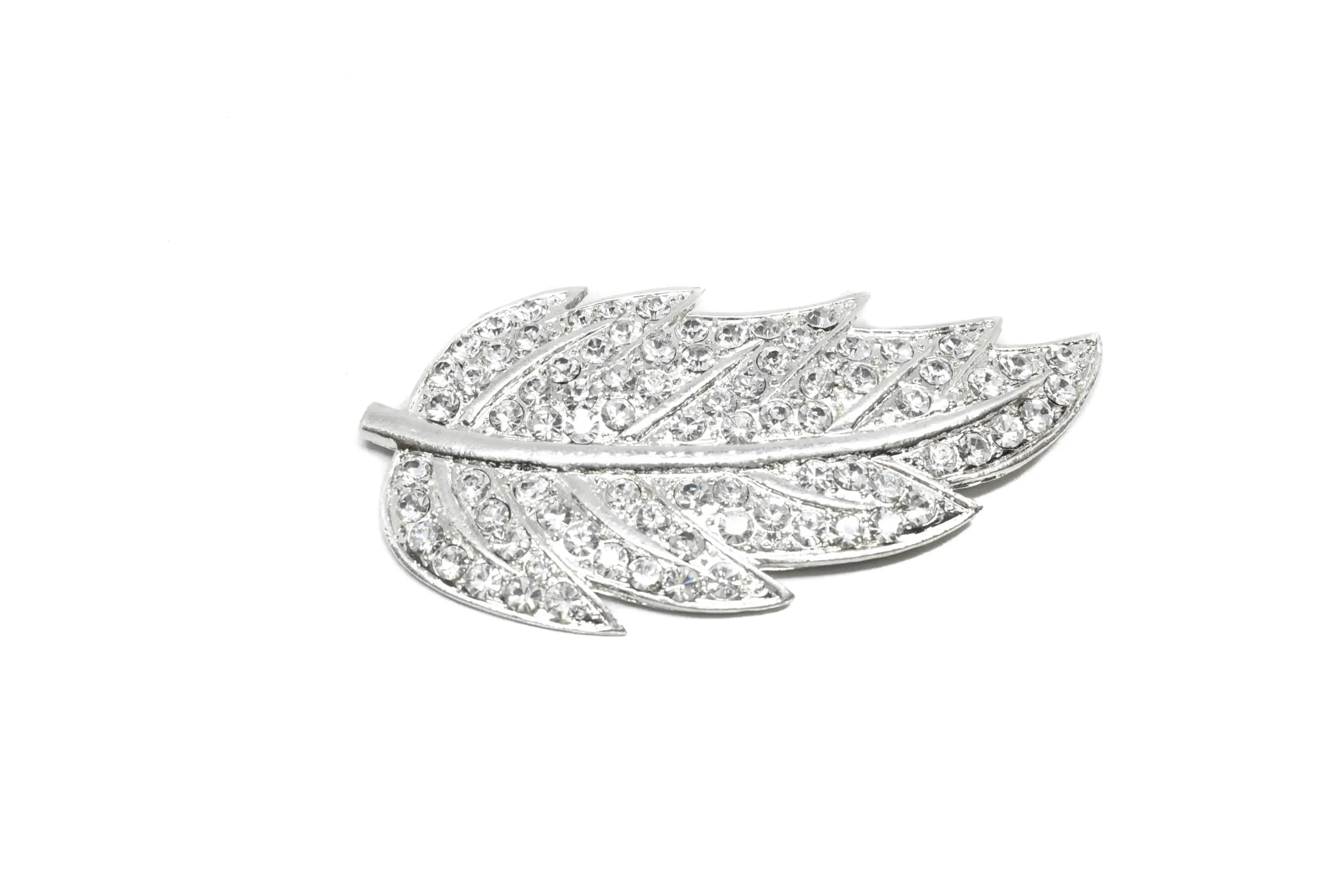 Feather Rhinestone Brooch 3.50" x 2.88" - 1 Piece