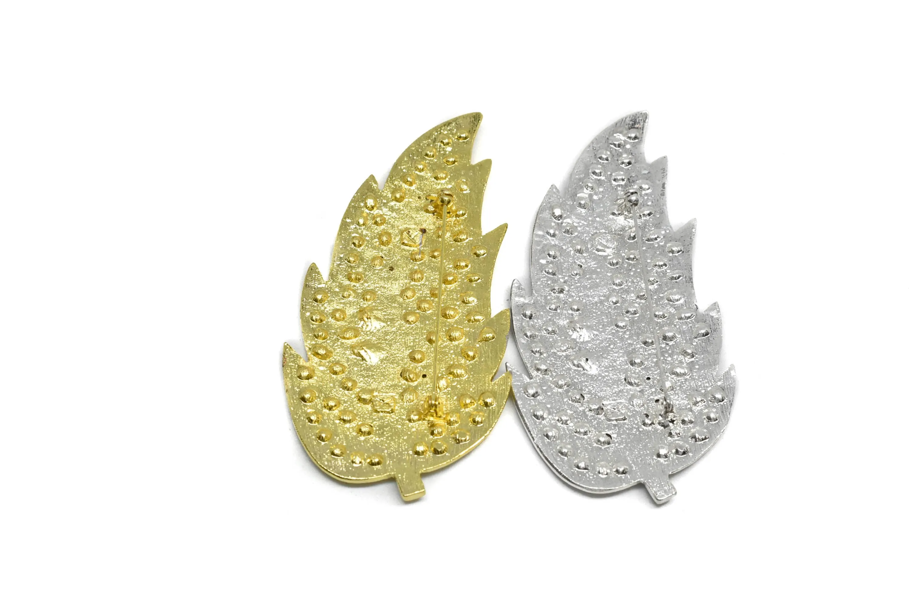 Feather Rhinestone Brooch 3.50" x 2.88" - 1 Piece