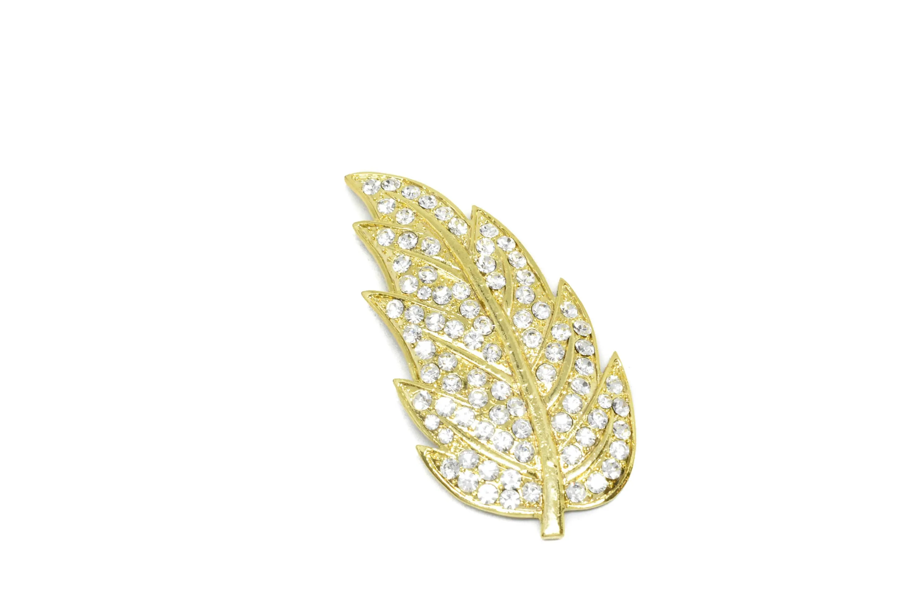 Feather Rhinestone Brooch 3.50" x 2.88" - 1 Piece
