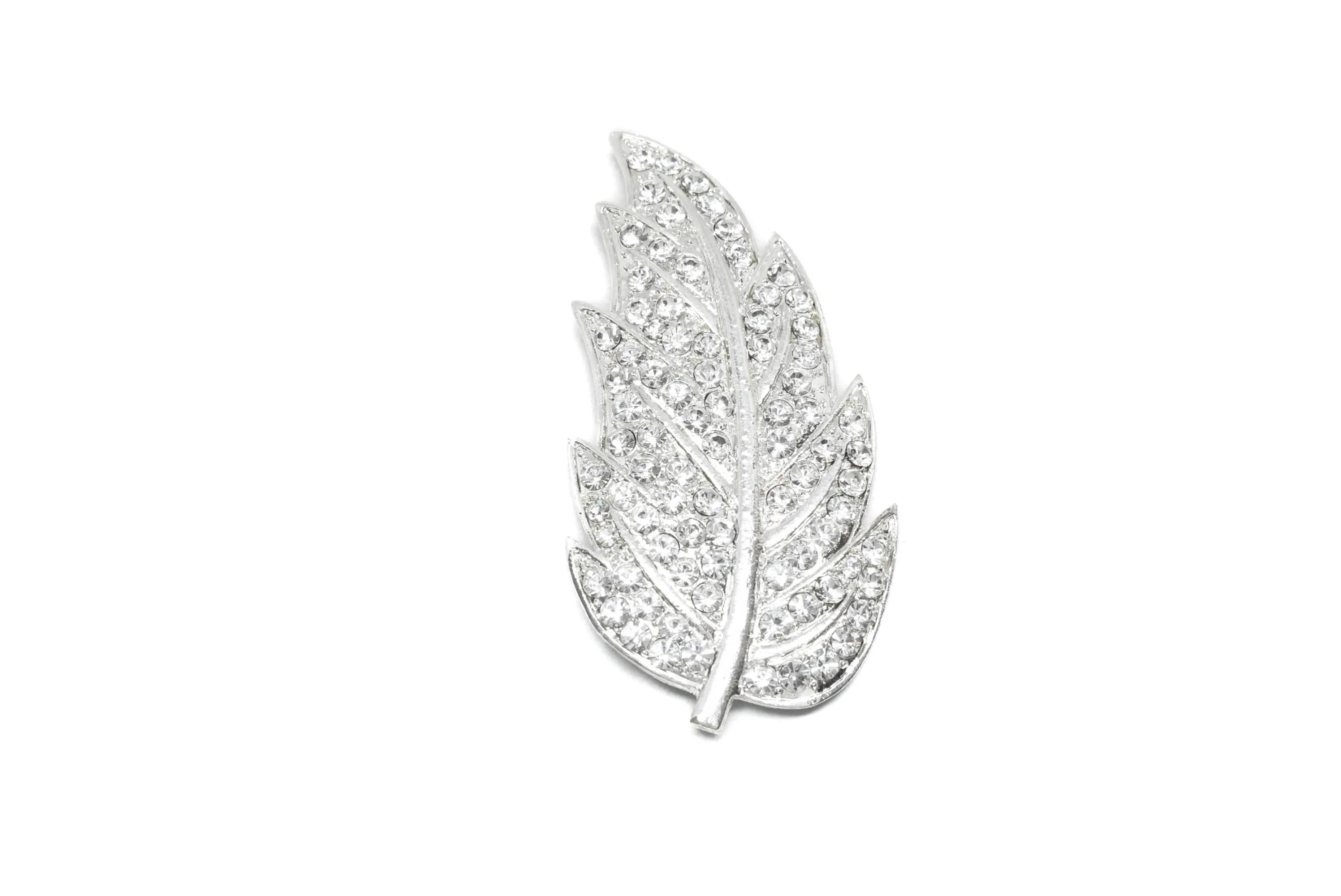 Feather Rhinestone Brooch 3.50" x 2.88" - 1 Piece