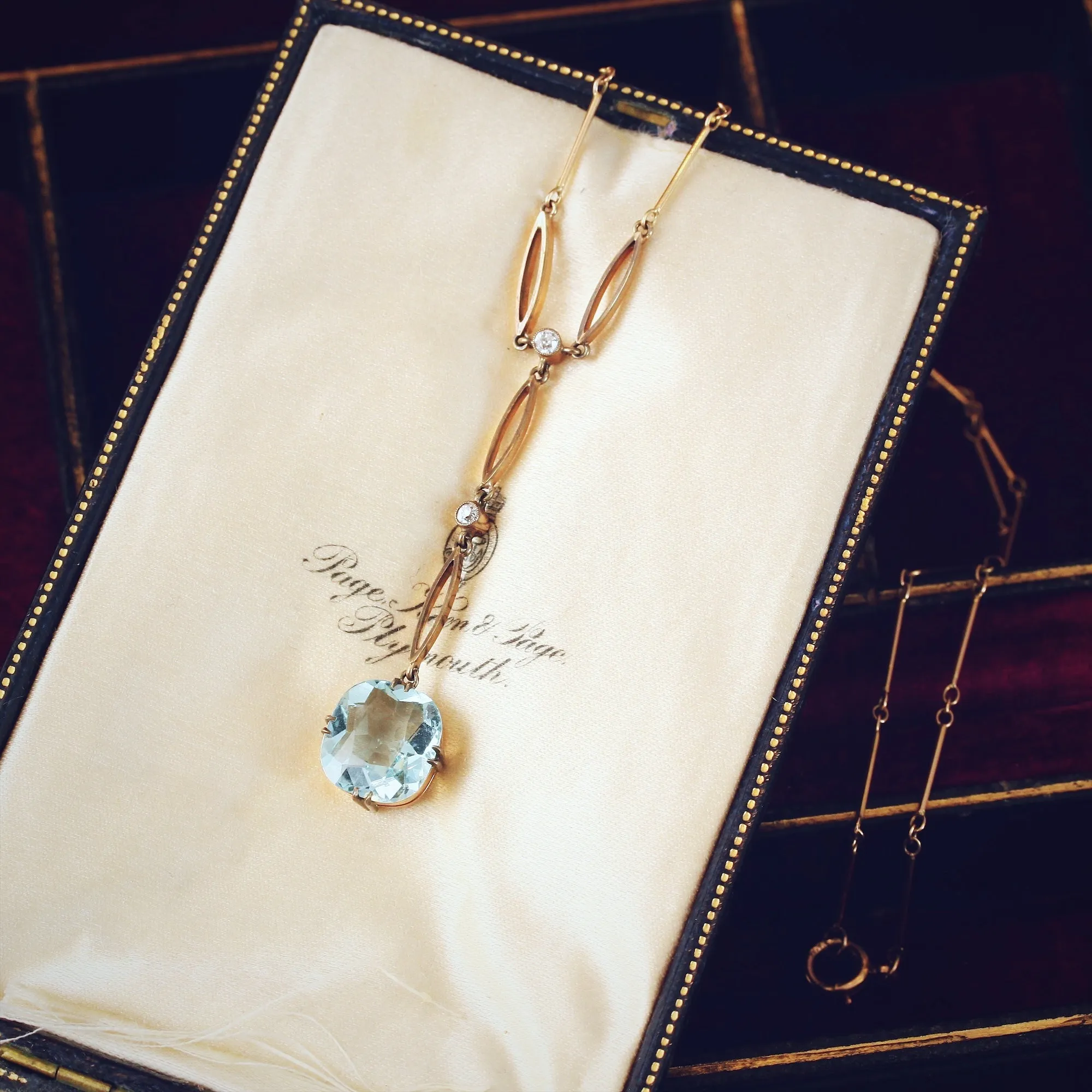 Finest Edwardian Aquamarine & Diamond Lavaliere Necklace