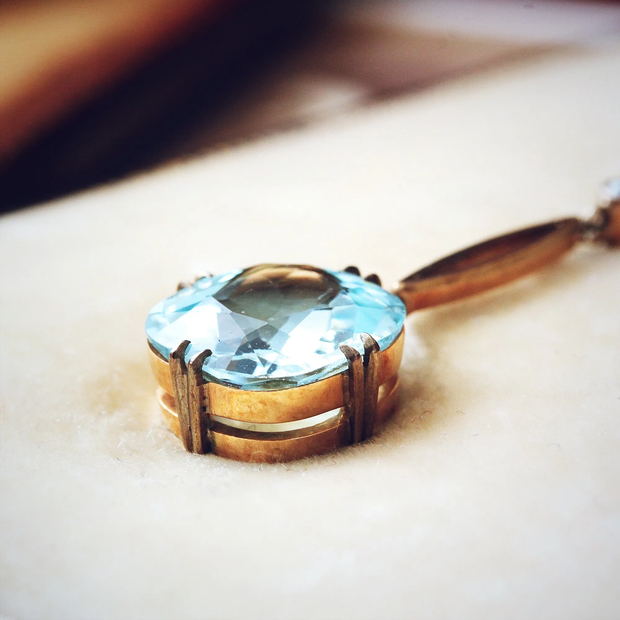 Finest Edwardian Aquamarine & Diamond Lavaliere Necklace