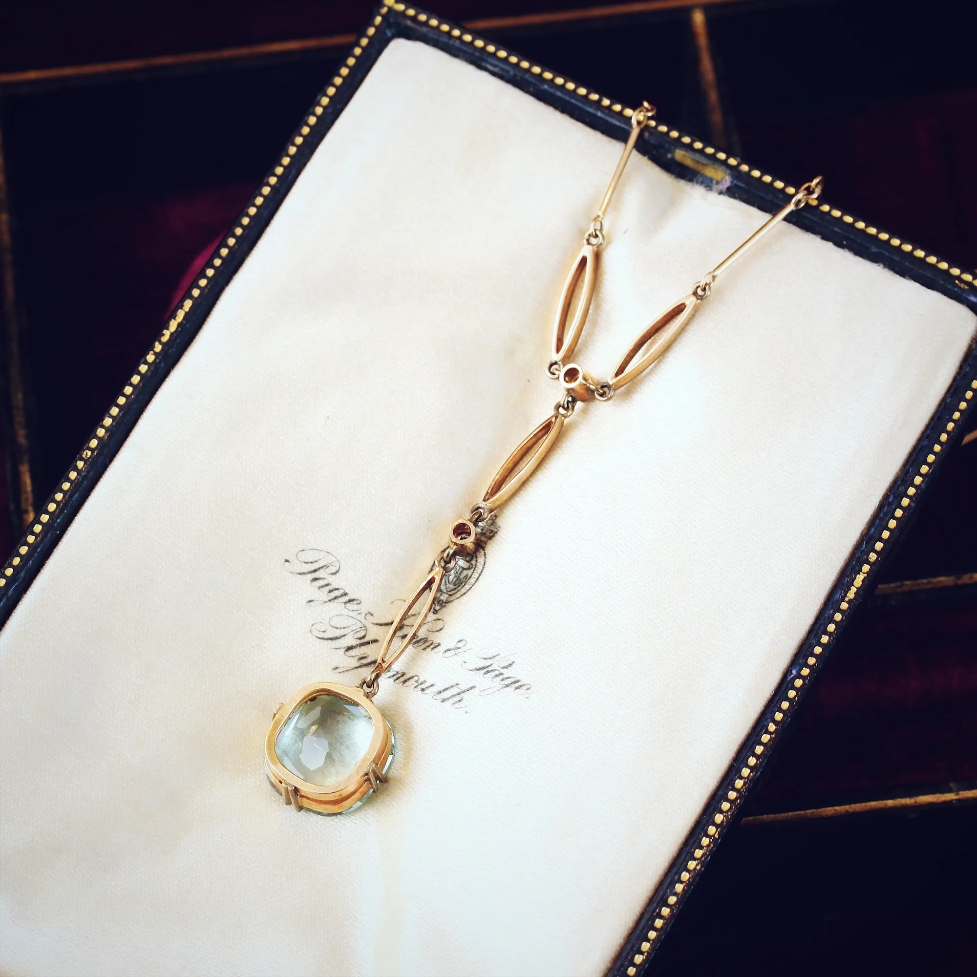 Finest Edwardian Aquamarine & Diamond Lavaliere Necklace