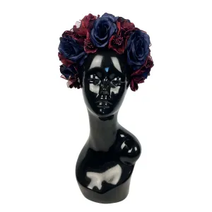 Flower Crown, dark blue and burgundy