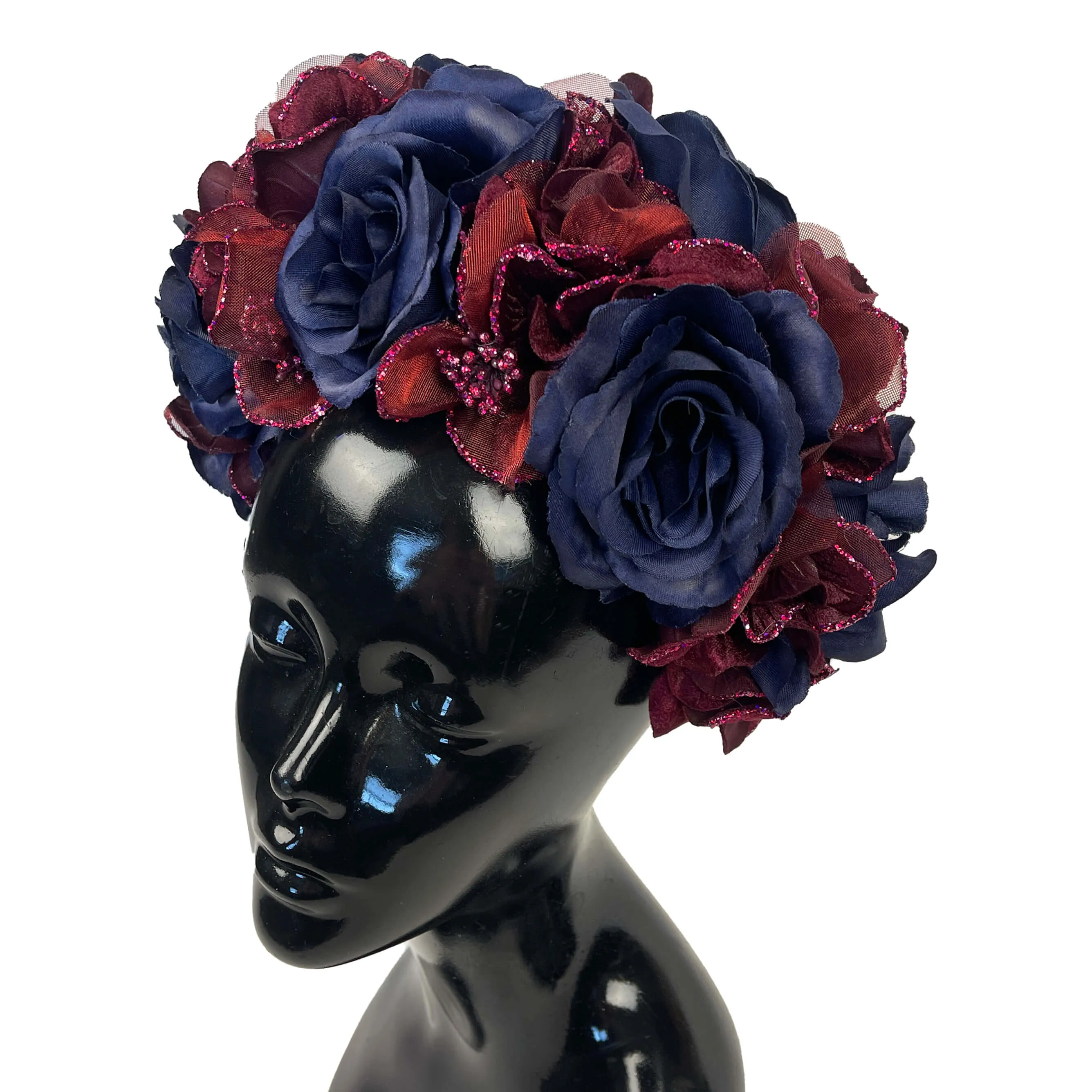 Flower Crown, dark blue and burgundy