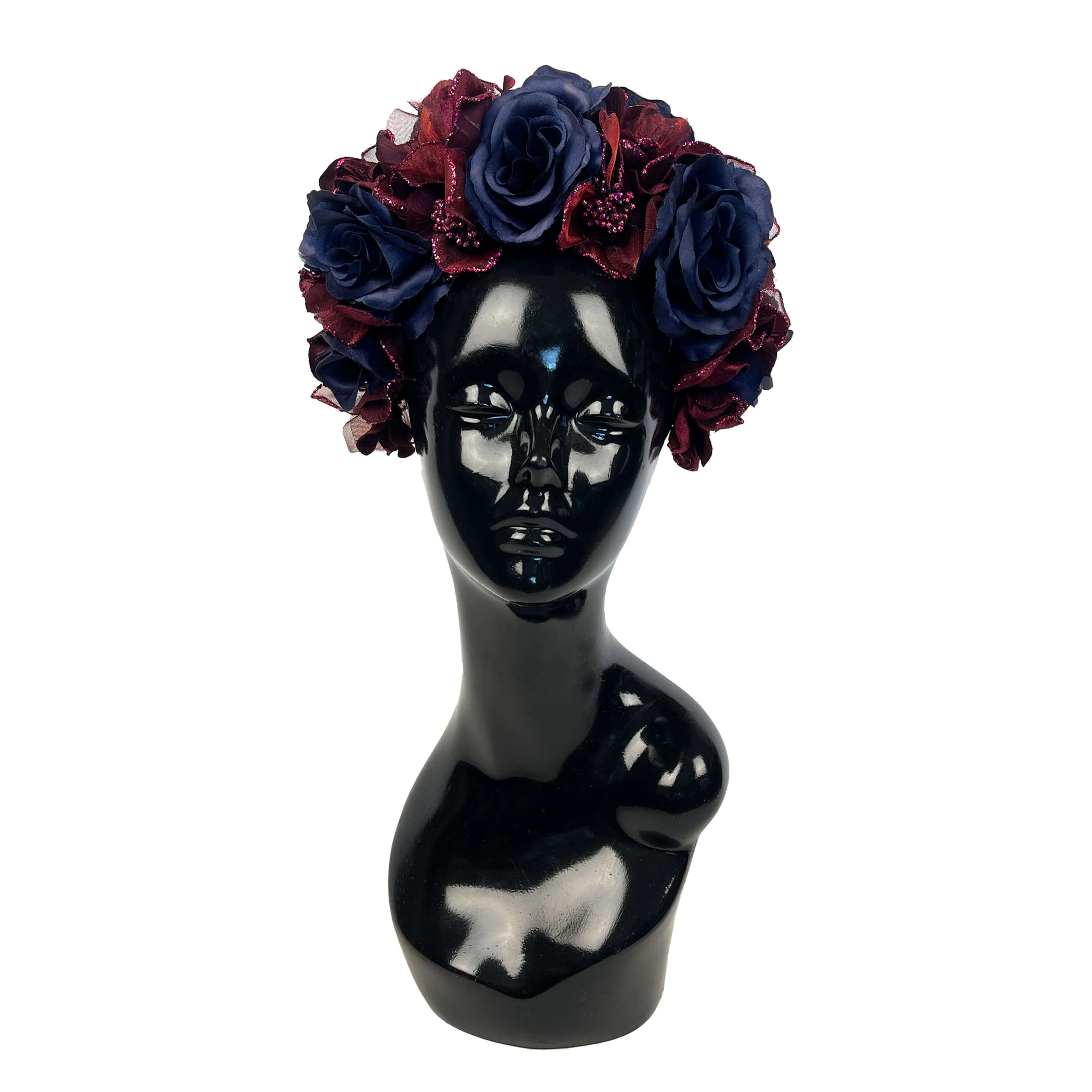 Flower Crown, dark blue and burgundy
