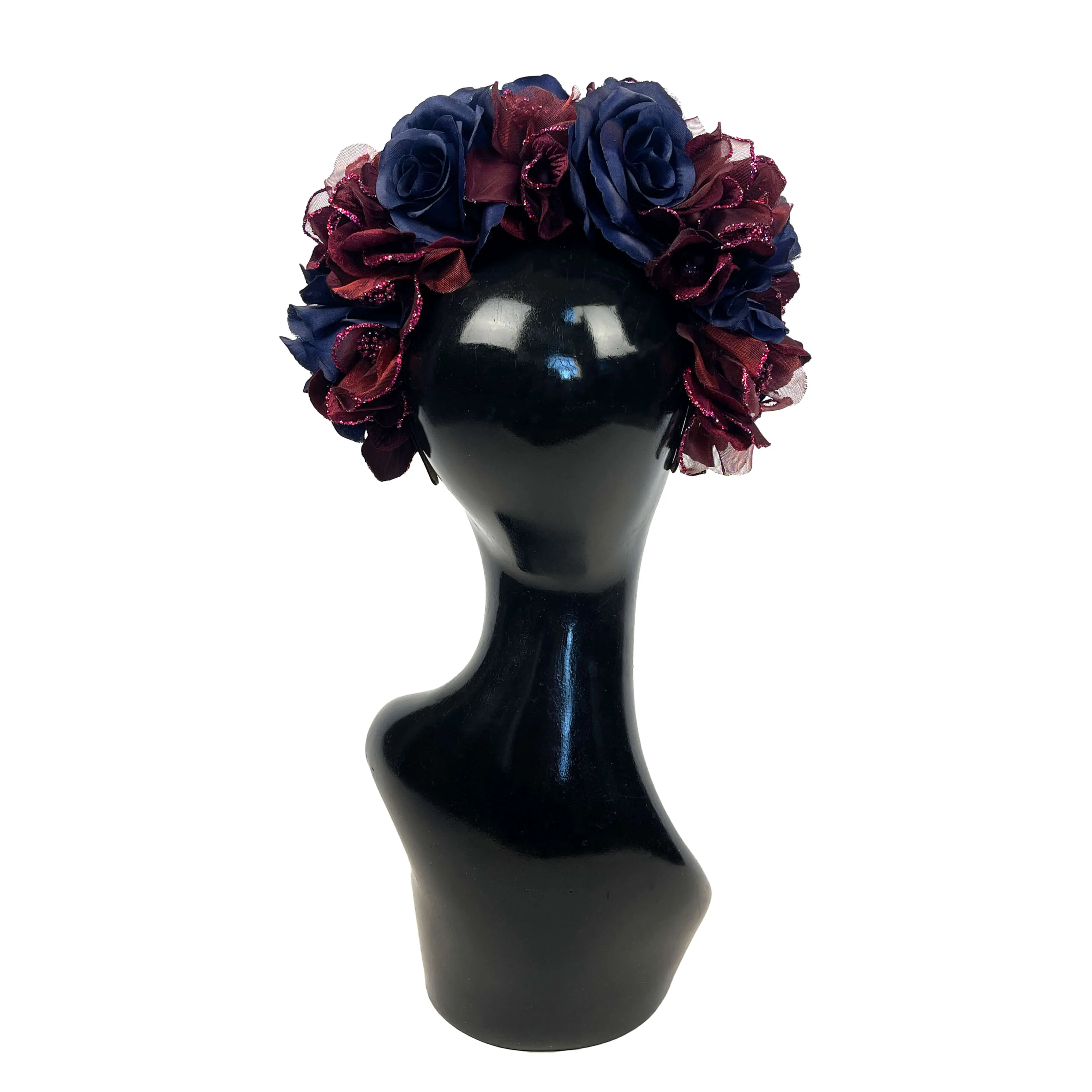 Flower Crown, dark blue and burgundy