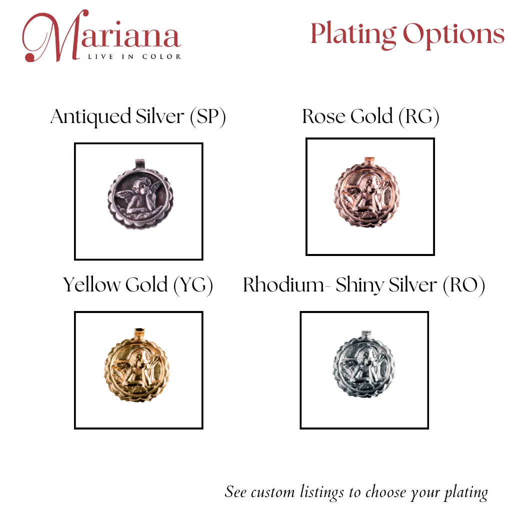 Flower with Decorated Dangle Pendant in "Ivy Villa" - Rhodium
