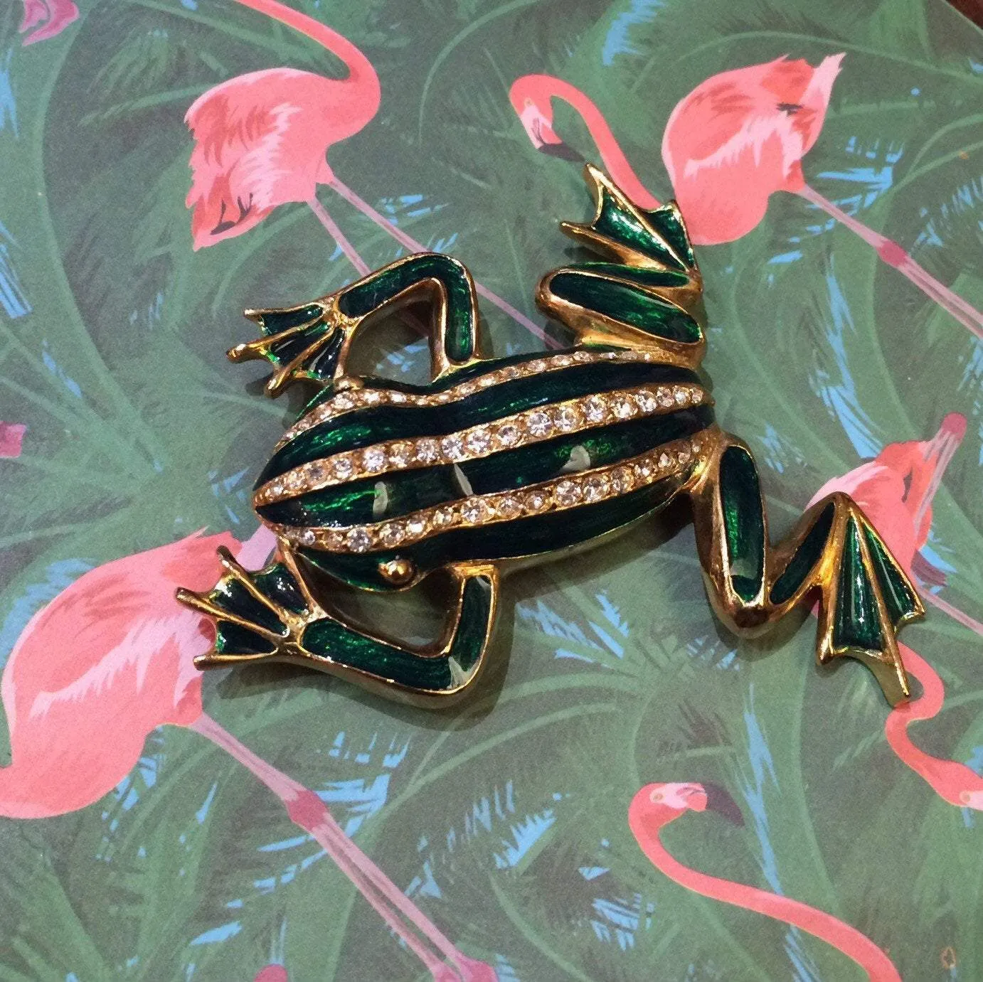 Frog Brooch Pin by Sardi Green Enamel