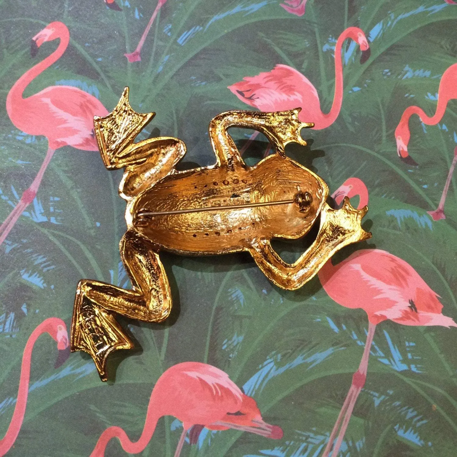 Frog Brooch Pin by Sardi Green Enamel
