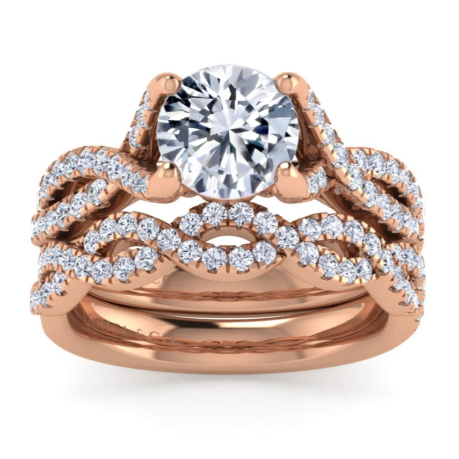 Gabriel & Co. Twist Round Cut Diamond Wedding Band