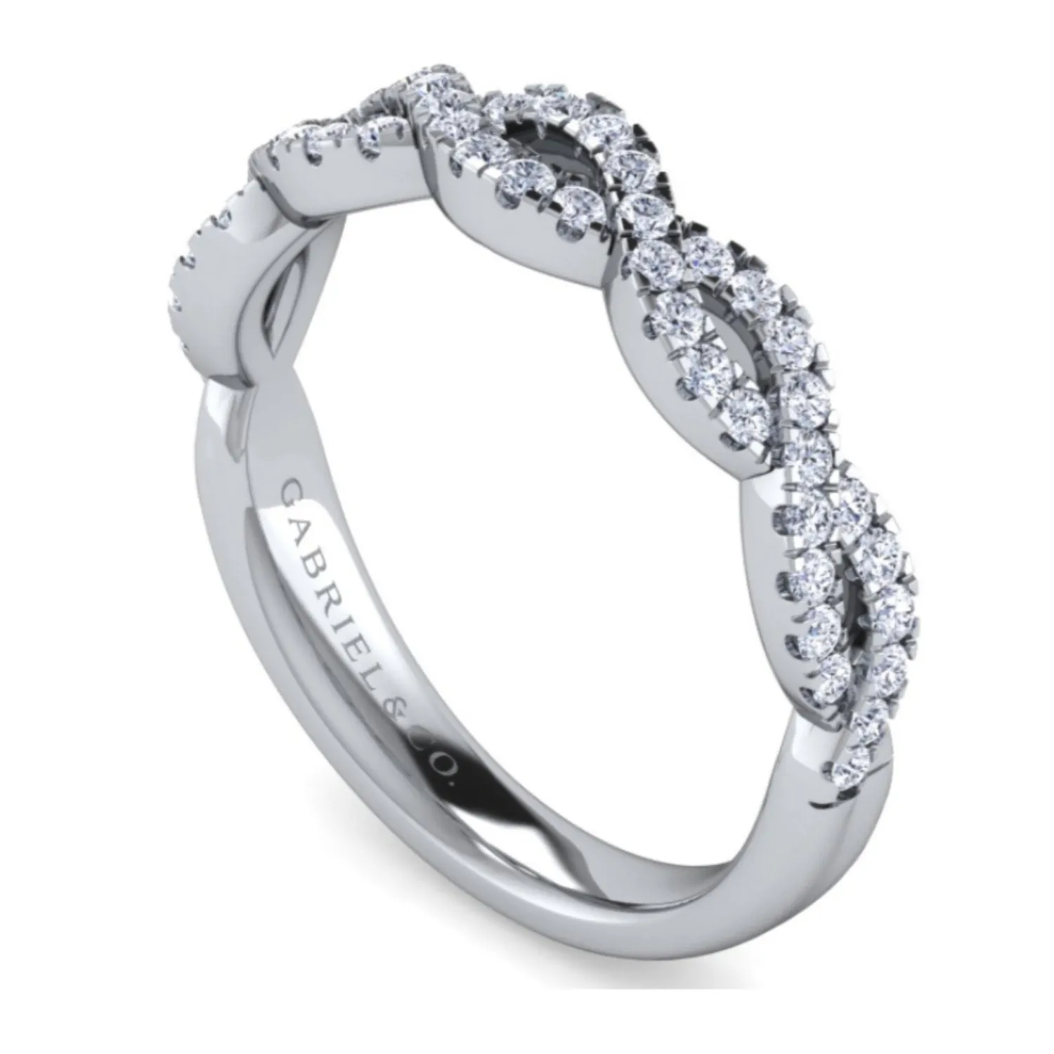 Gabriel & Co. Twist Round Cut Diamond Wedding Band