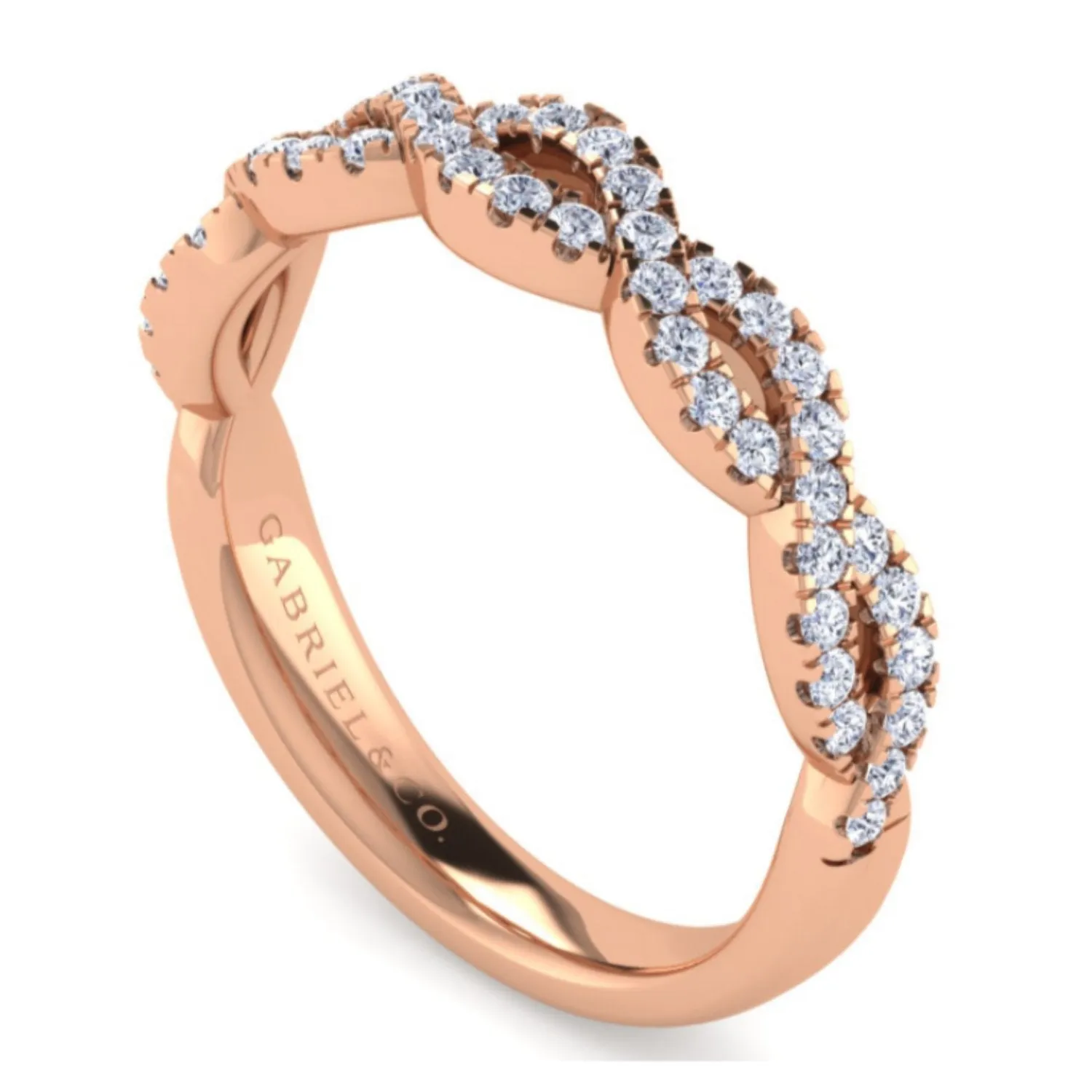 Gabriel & Co. Twist Round Cut Diamond Wedding Band