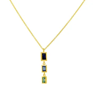 Gemstone Bezel Drop Necklace