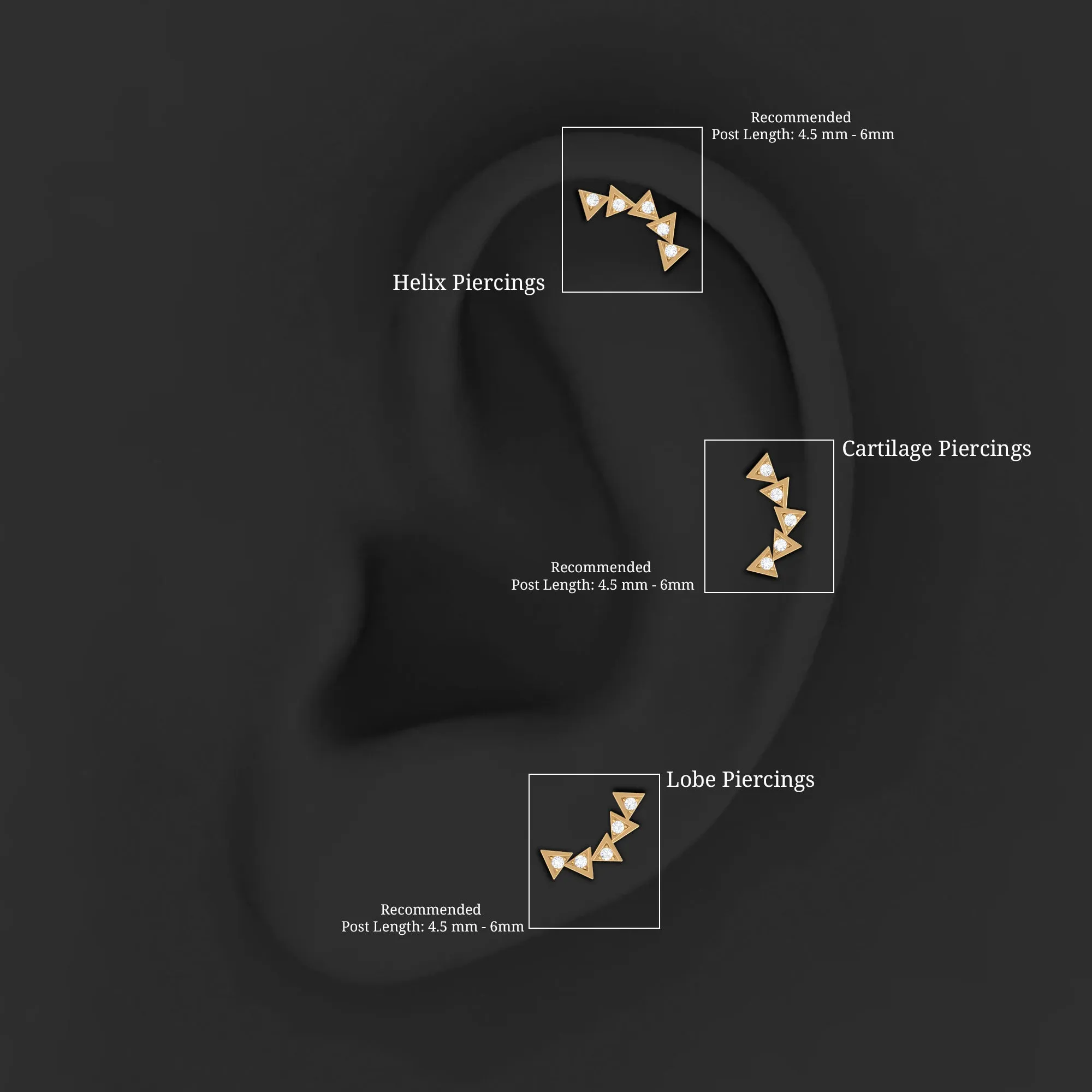 Genuine Diamond Geometric Curved Cartilage Earring