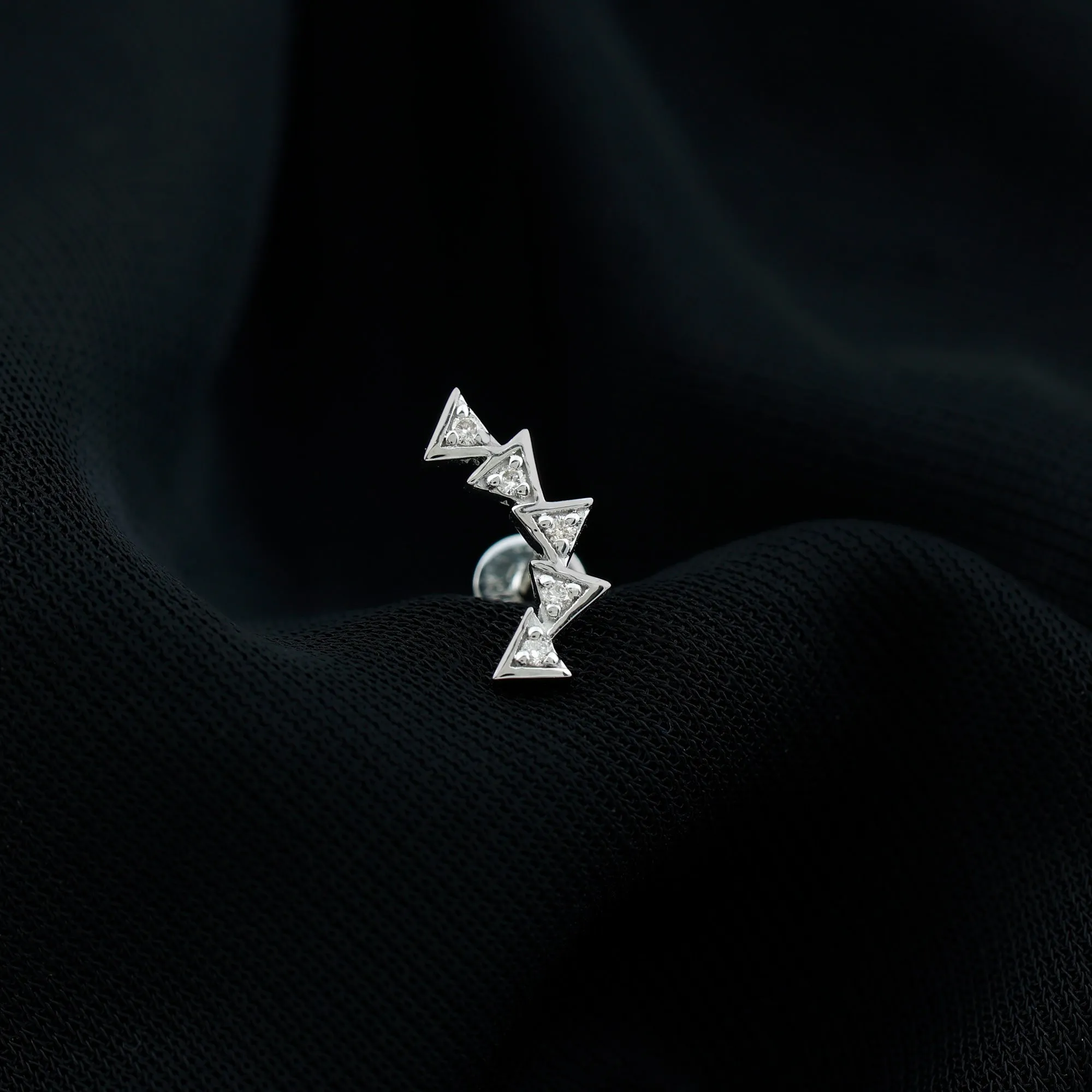 Genuine Diamond Geometric Curved Cartilage Earring