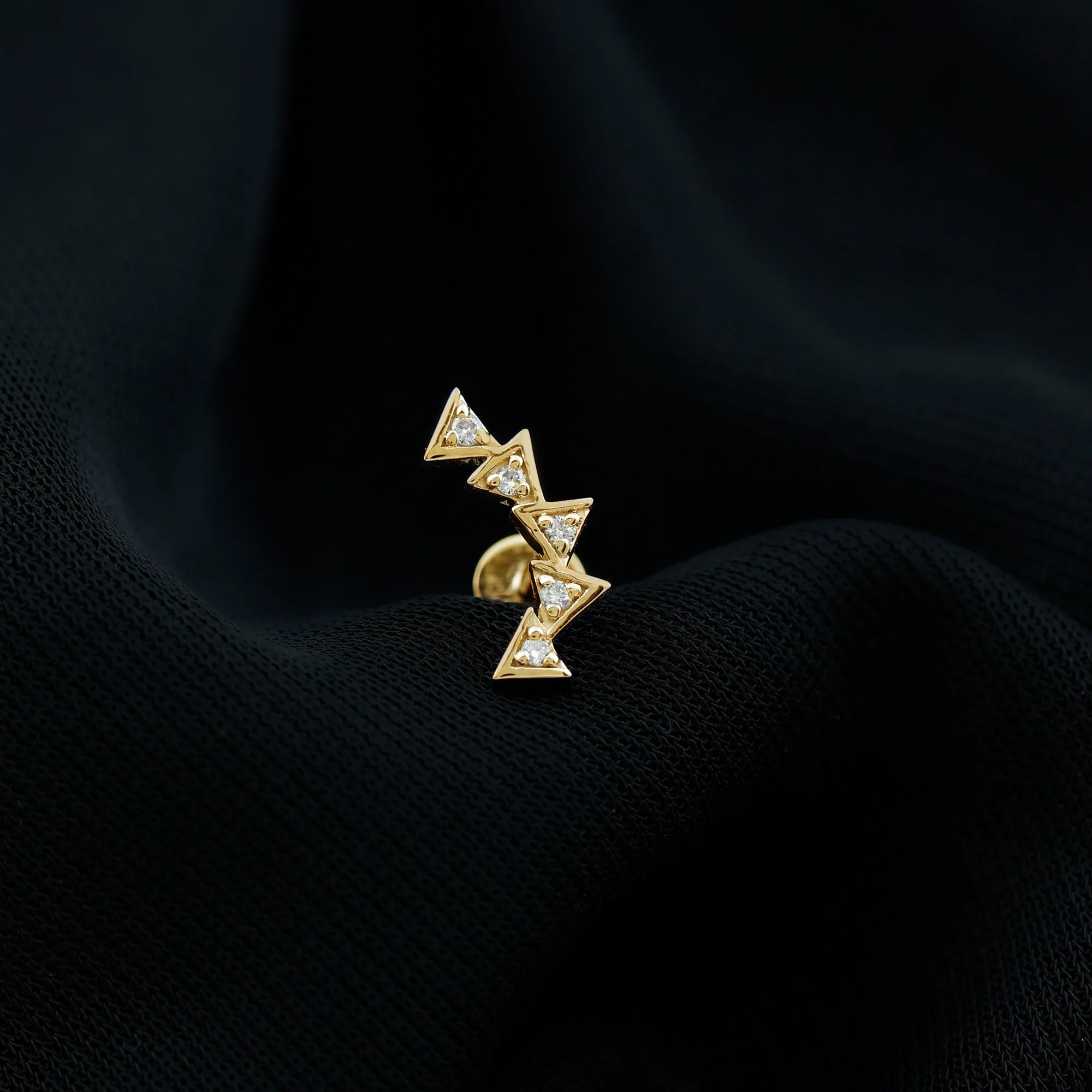 Genuine Diamond Geometric Curved Cartilage Earring