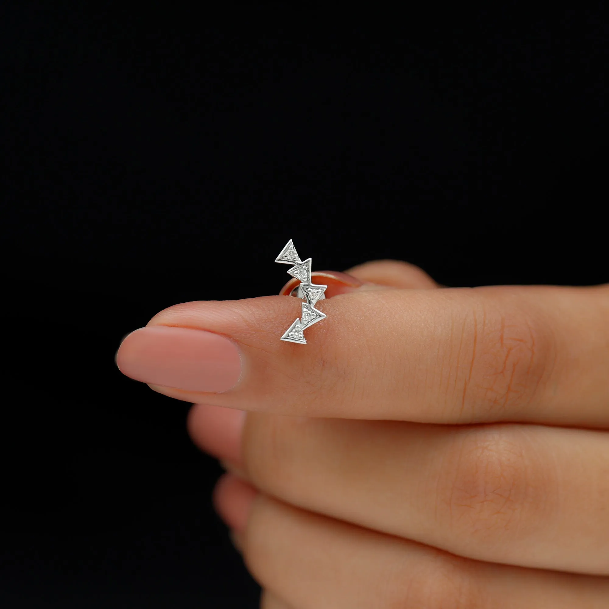 Genuine Diamond Geometric Curved Cartilage Earring