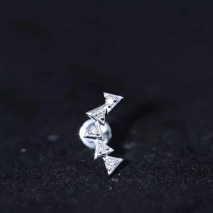 Genuine Diamond Geometric Curved Cartilage Earring