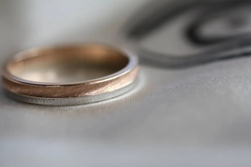 Gold Hammered Handmade Wedding Ring - Personalized Textured Anniversary Ring