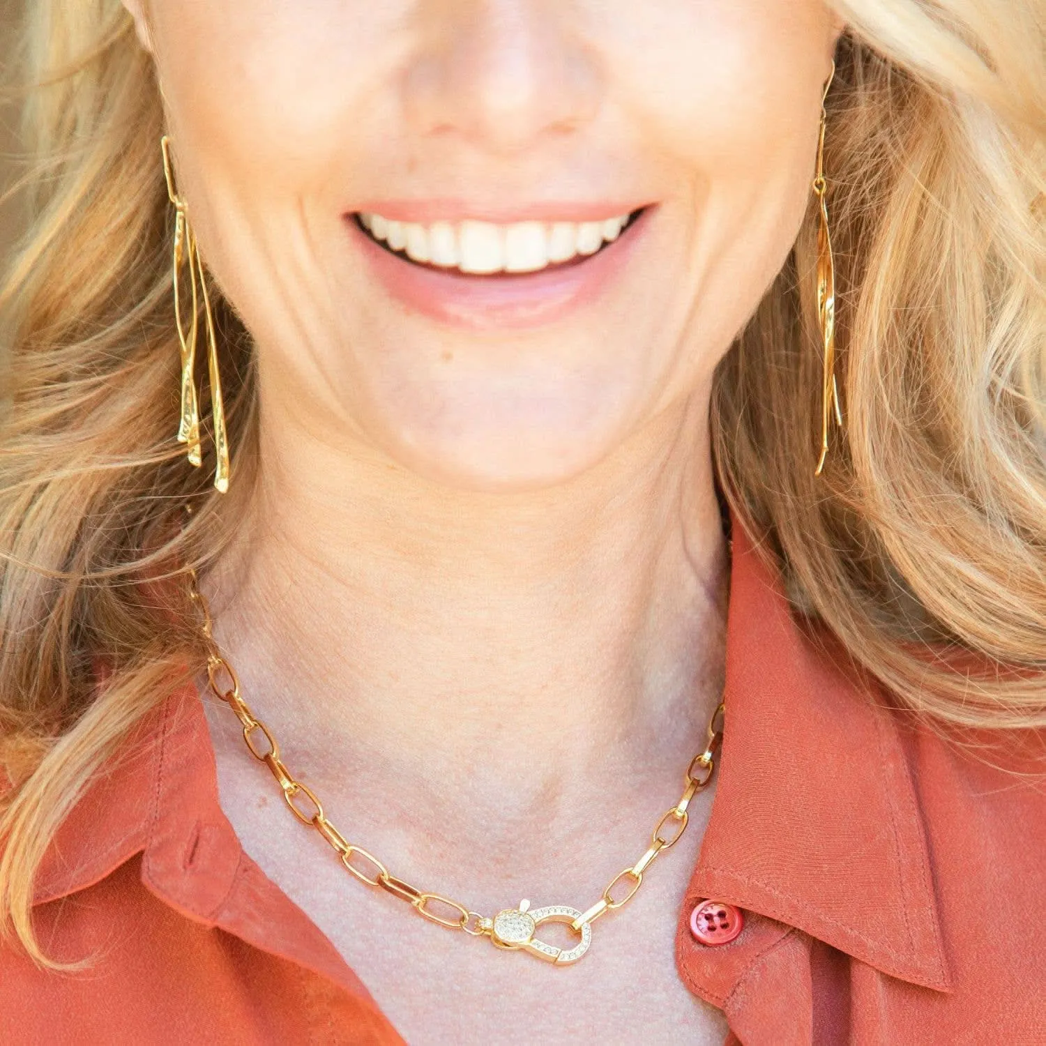 Gold Long Swirl Earrings