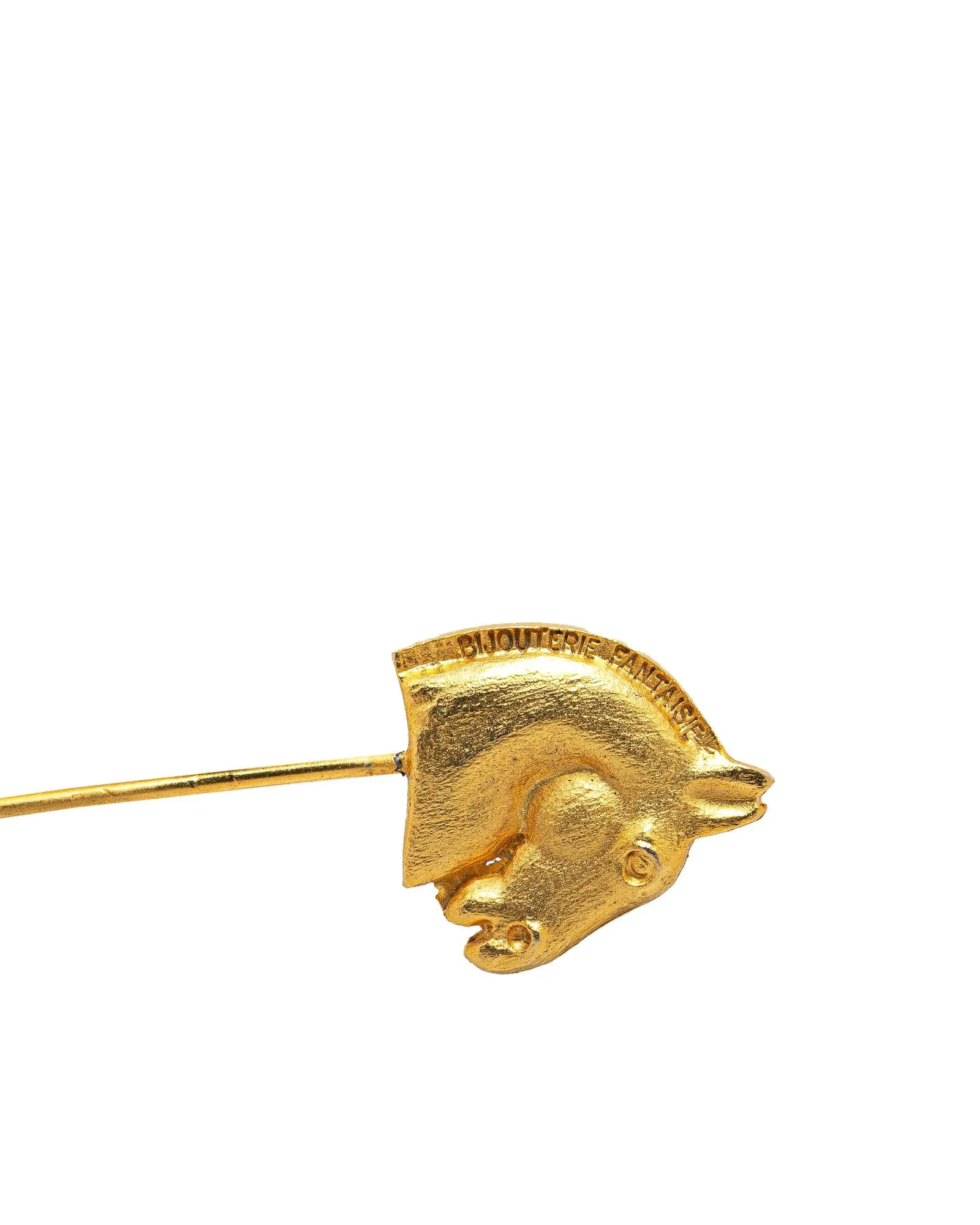 Gold Plated Large Cheval Pin Brooch with Push Lock Closure