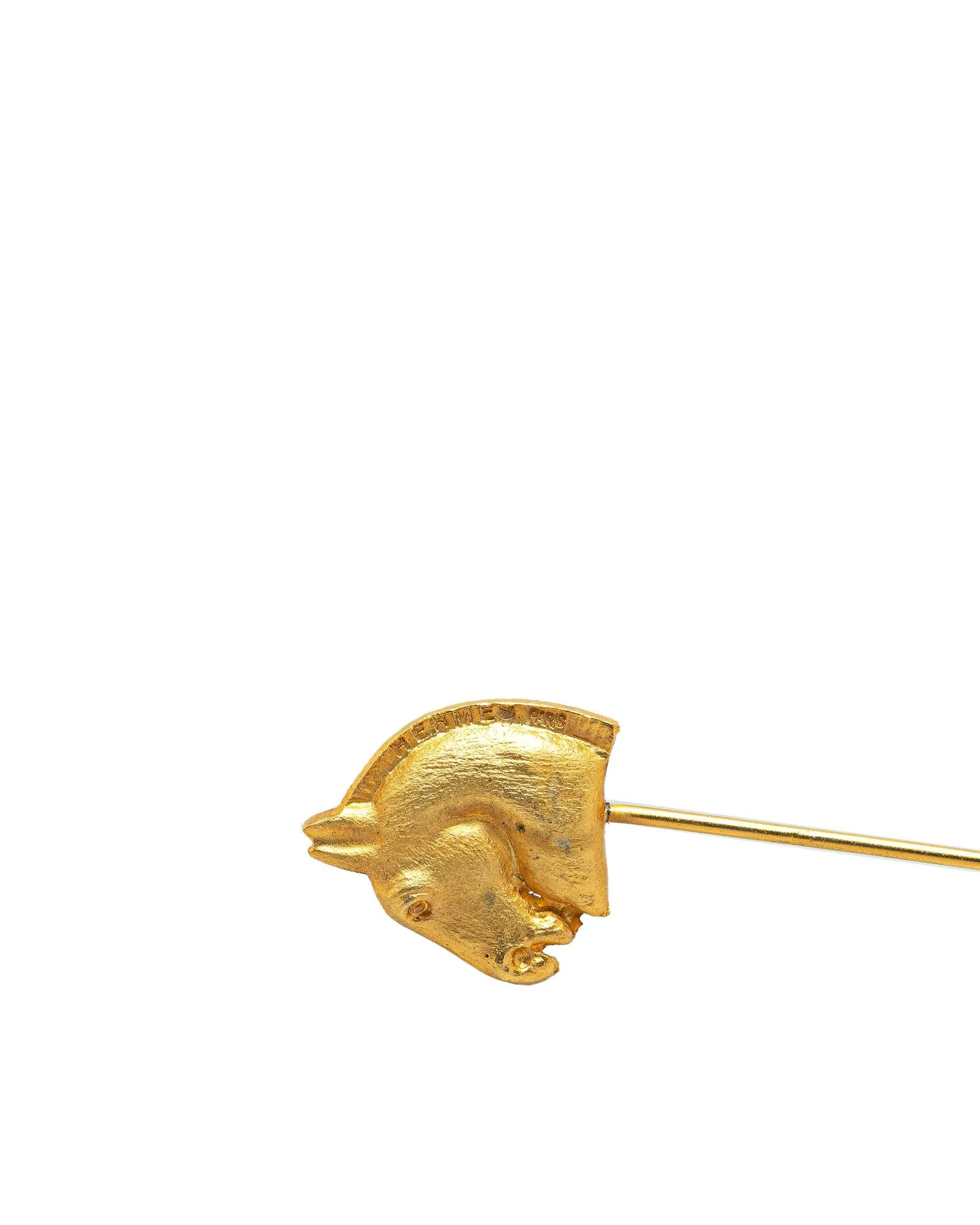 Gold Plated Large Cheval Pin Brooch with Push Lock Closure