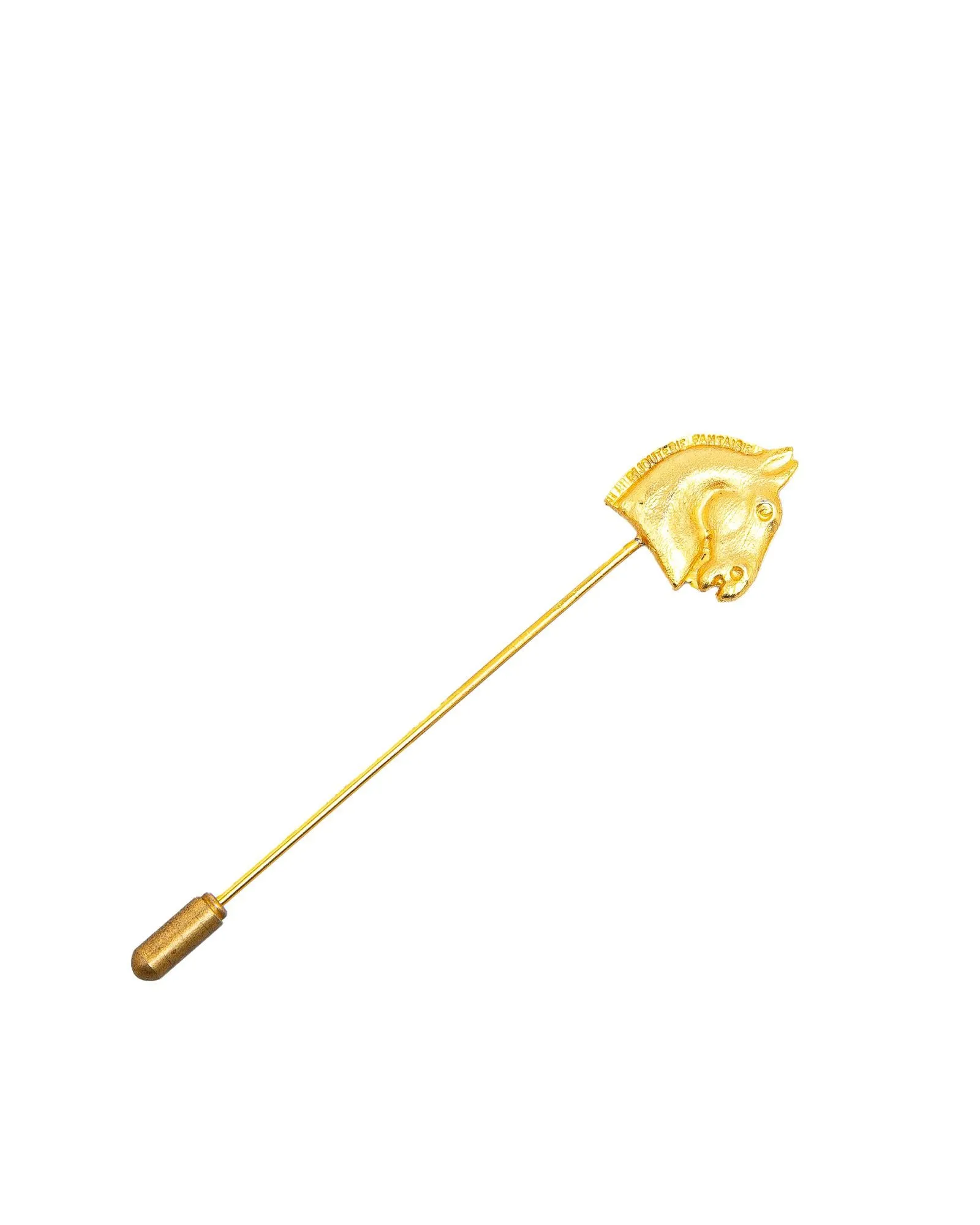 Gold Plated Large Cheval Pin Brooch with Push Lock Closure